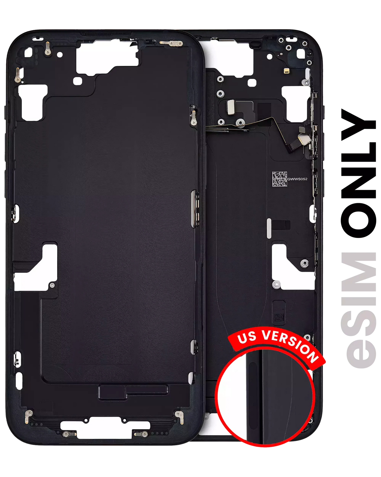 Mid-Frame Housing W/ Small Parts For iPhone 15 Plus (US Version) (Pull) (Black)