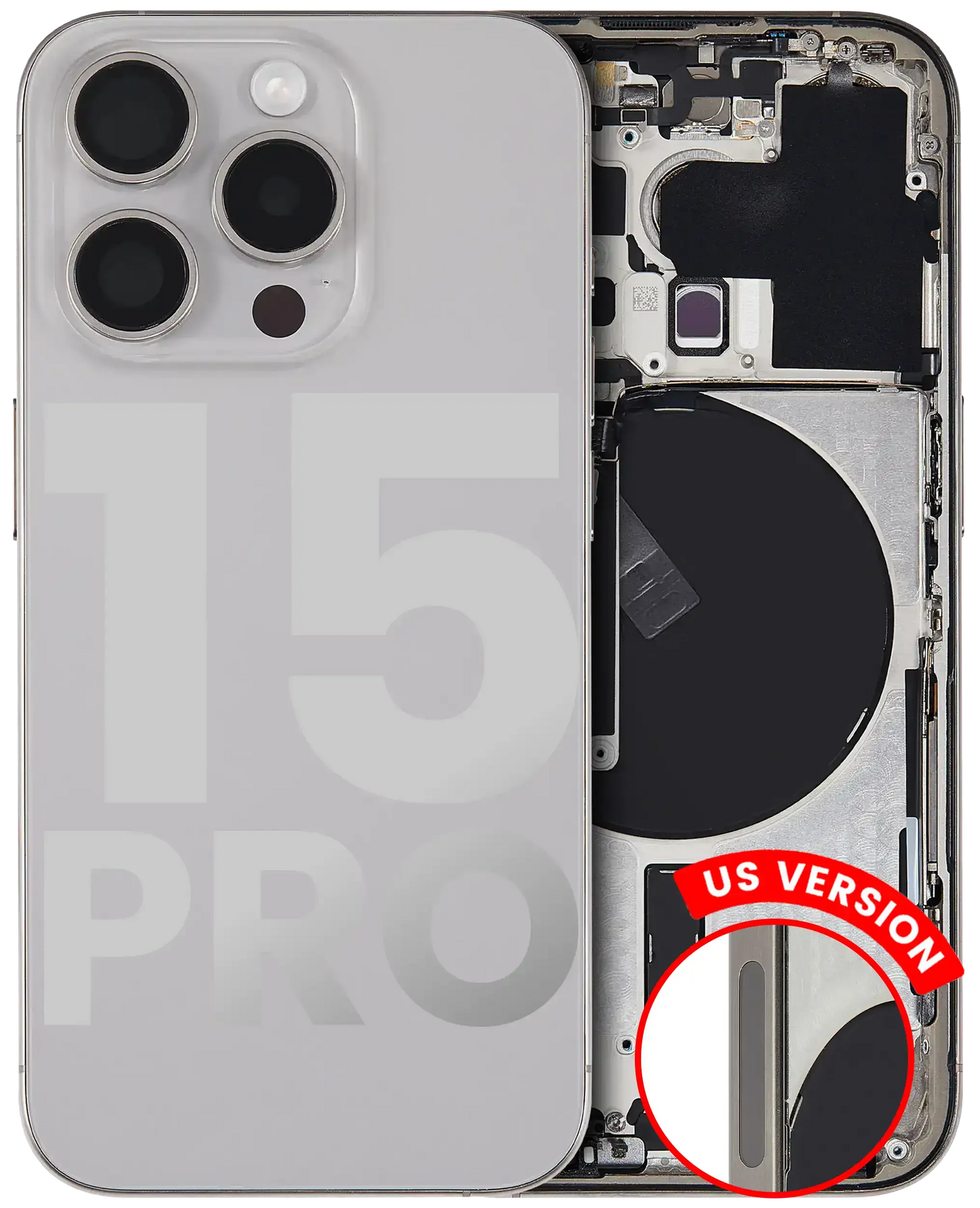Back Housing W/ Small Parts For iPhone 15 Pro (US Version) (Pull) (Natural Titanium)