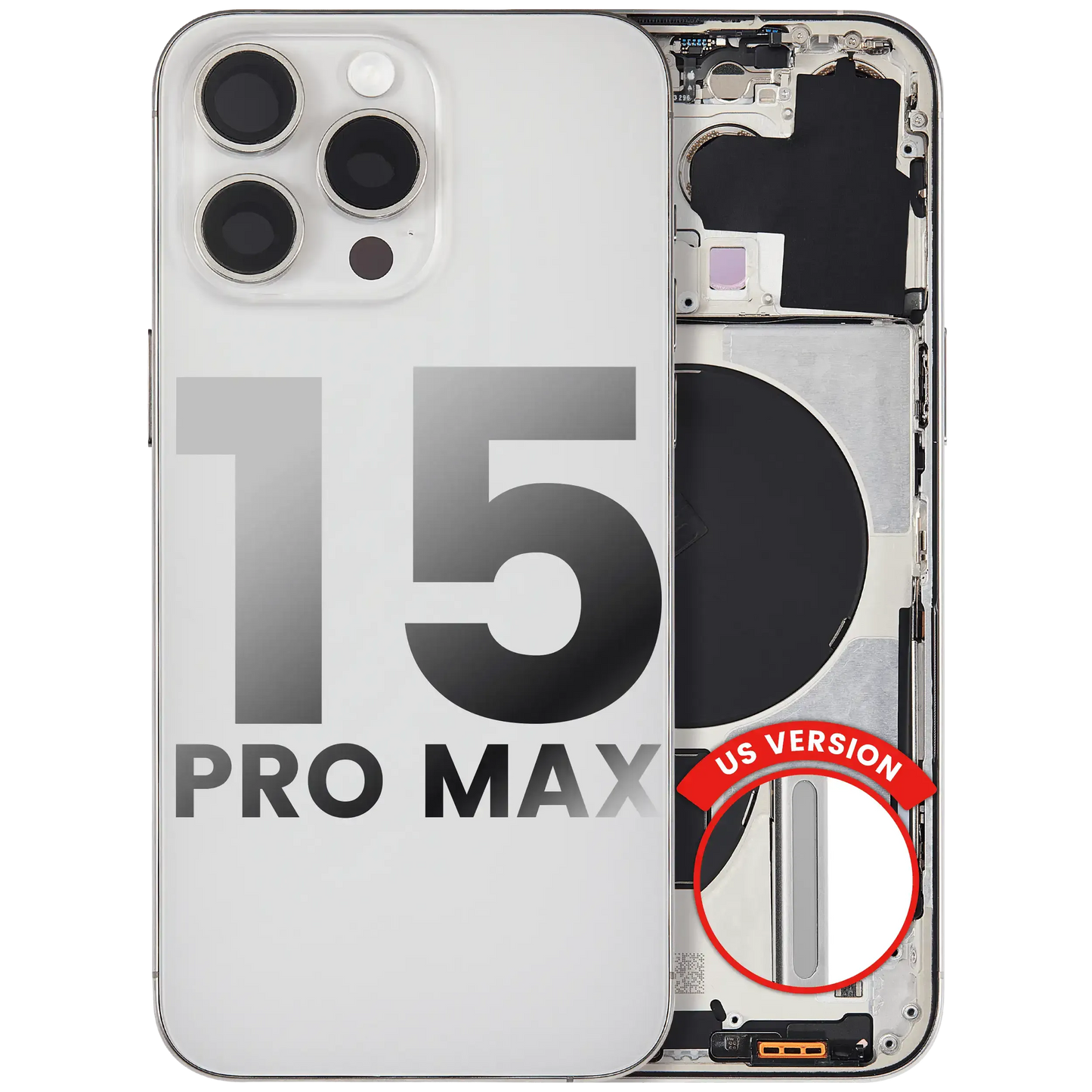 Back Housing W/ Small Parts For iPhone 15 Pro Max (US Version) (Pull) (White Titanium)