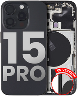 Back Housing W/ Small Parts Compatible For iPhone 15 Pro (US Version) (Pull) (Black Titanium)