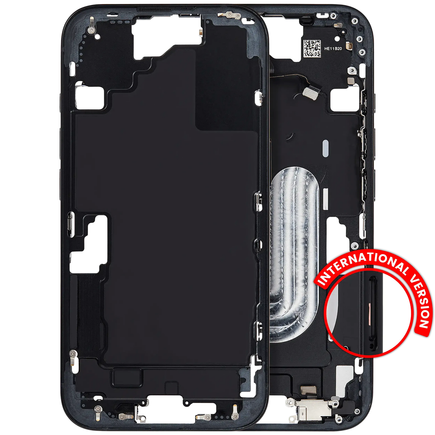 Mid-Frame Housing W/ Small Parts For iPhone 16 (EU / Global Version) (Pull) (Black)