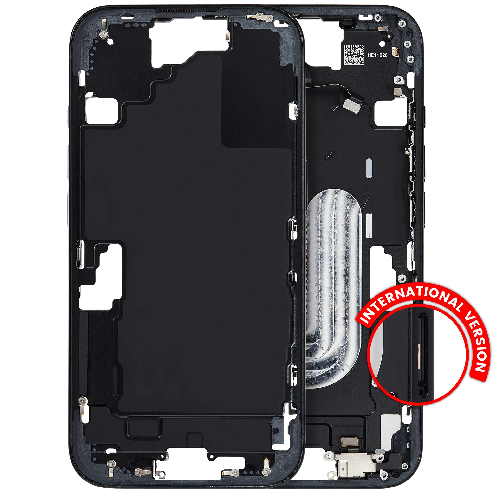 Mid-Frame Housing W/ Small Parts For iPhone 16 (EU / Global Version) (Pull) (Black)