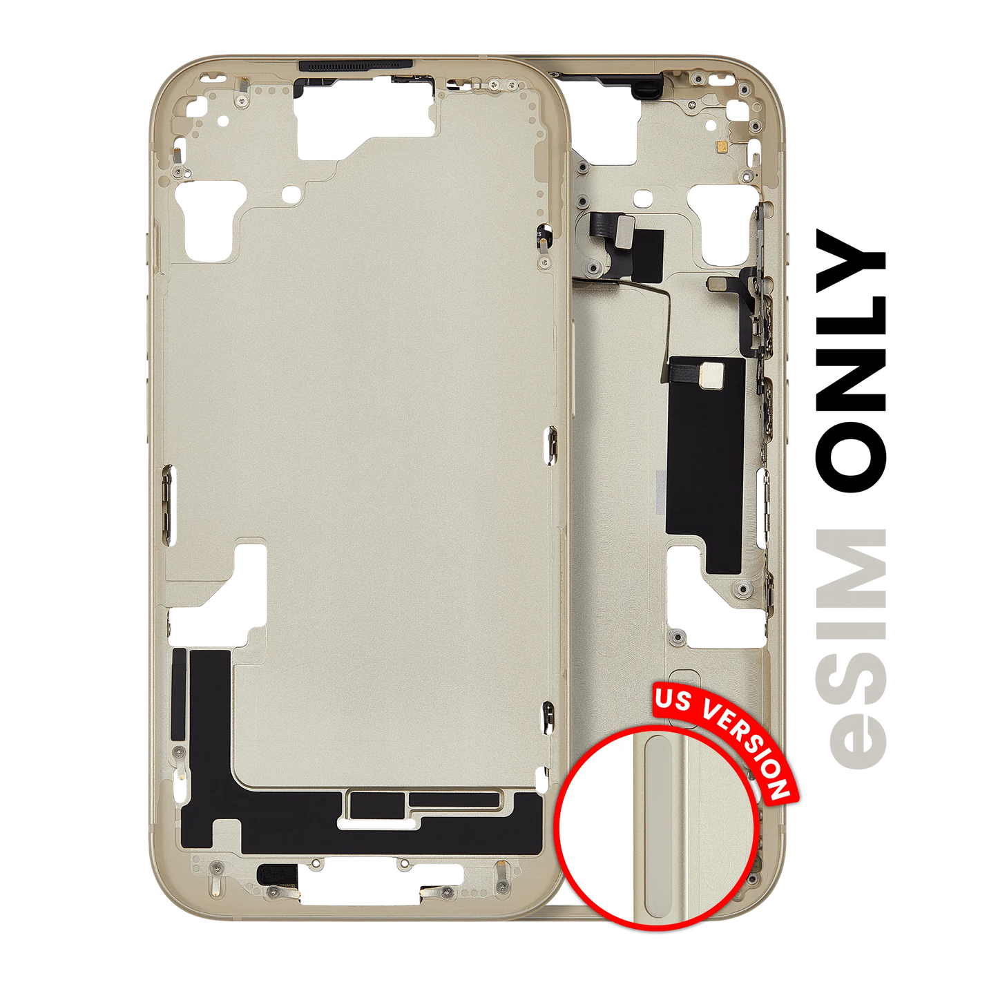Mid-Frame Housing W/ Small Parts For iPhone 15 (US Version) (Pull) (Yellow)