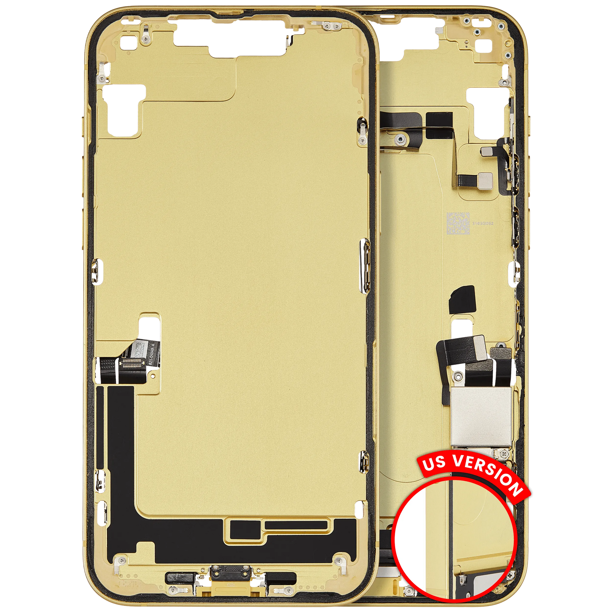 Mid-Frame Housing W/ Charging Port Flex & Small Parts For iPhone 14 Plus (US Version) (Pull) (Yellow)