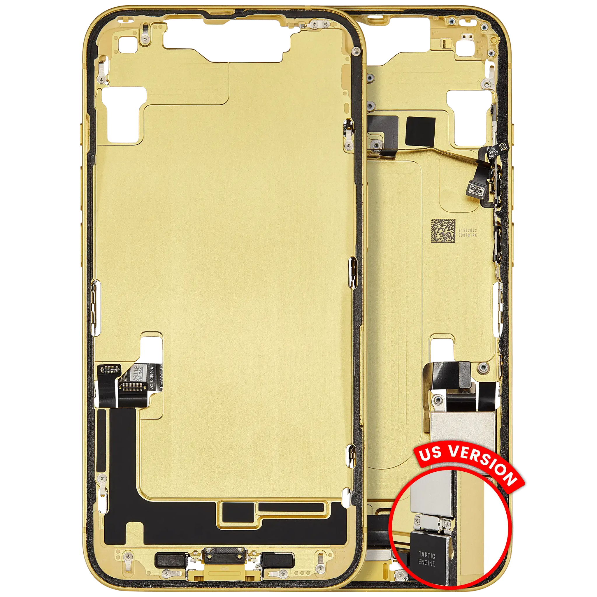 Mid-Frame Housing W/ Charging Port Flex & Small Parts For iPhone 14 (US Version) (Pull) (Yellow)
