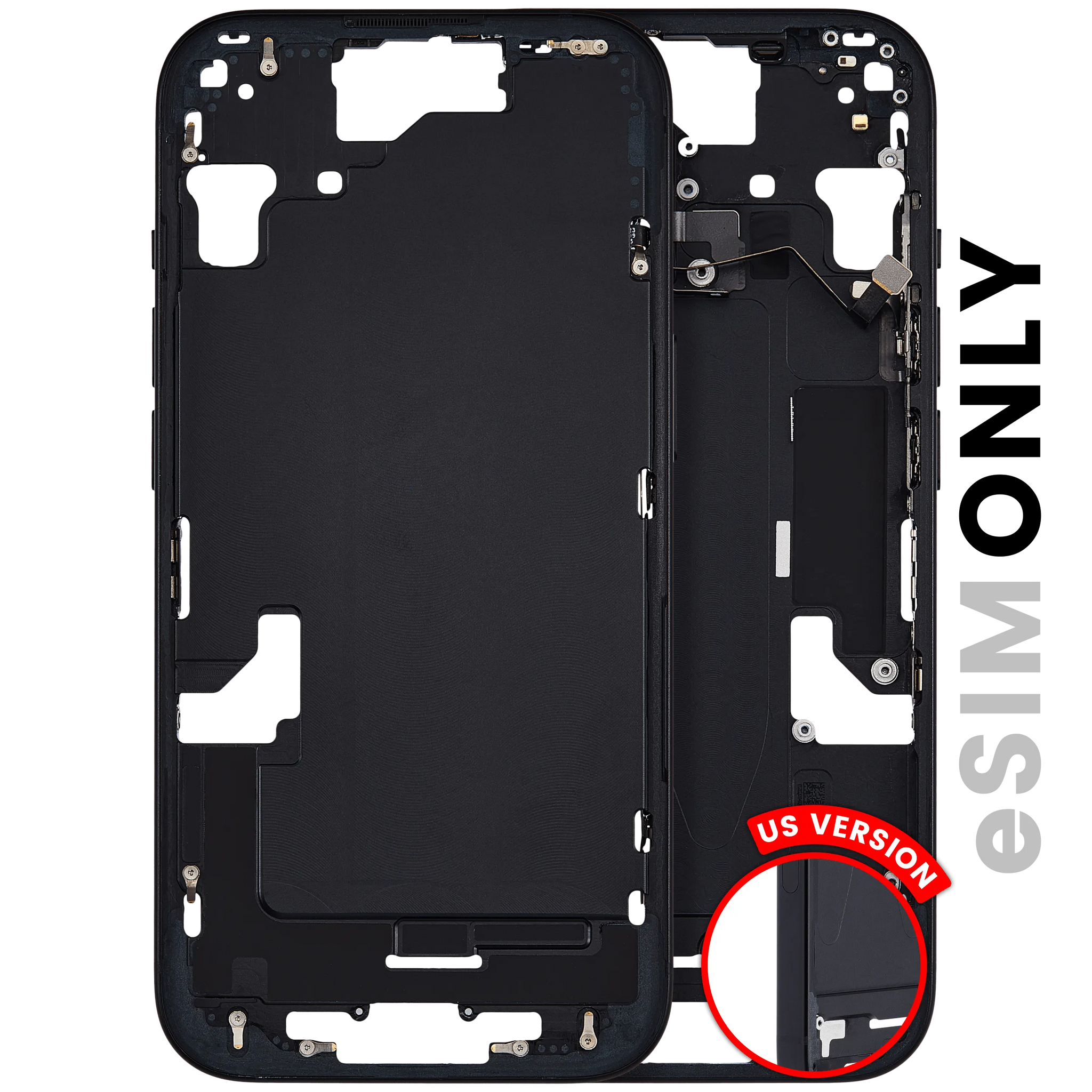 Mid-Frame Housing W/ Small Parts For iPhone 15 (US Version) (Pull (Black)