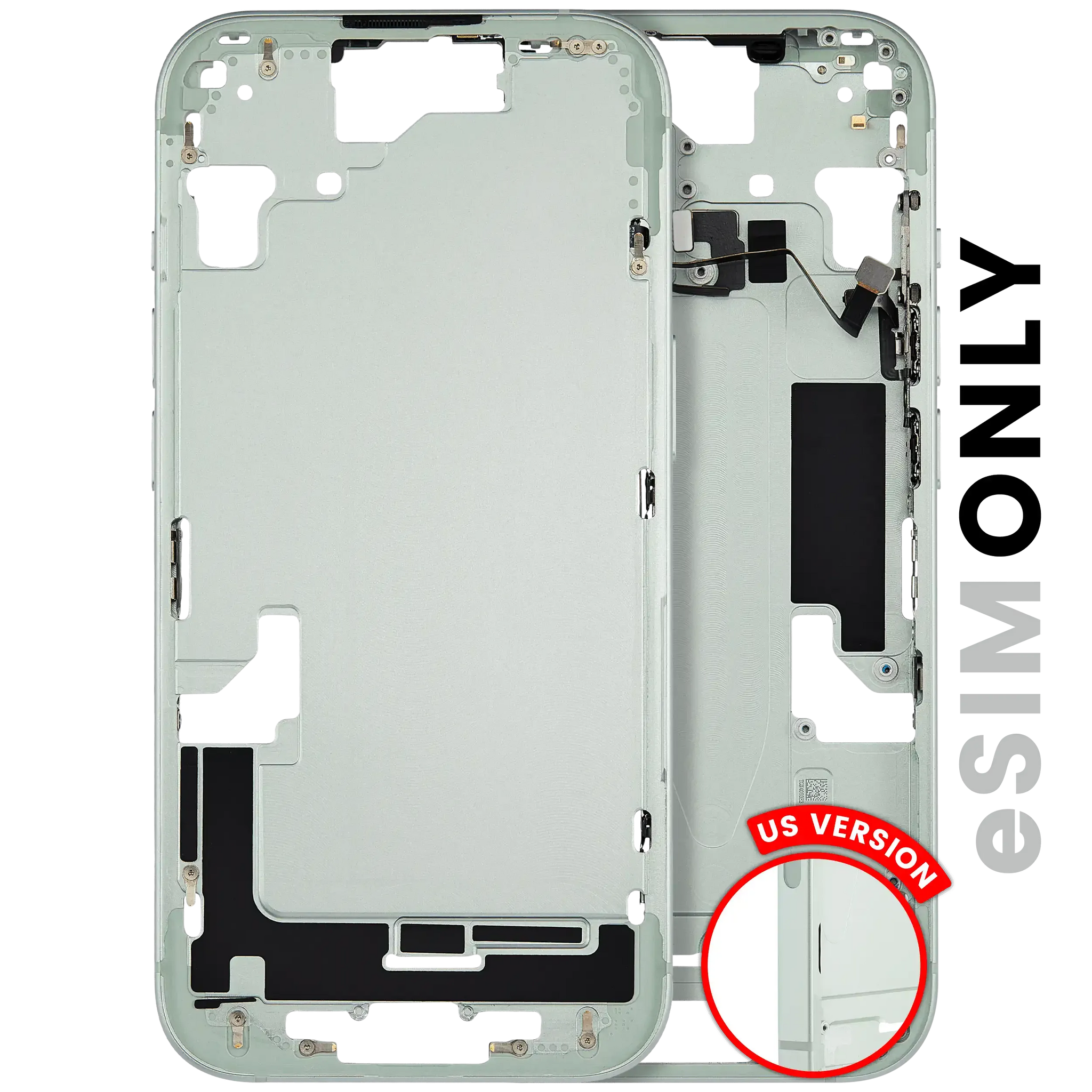 Mid-Frame Housing W/ Small Parts For iPhone 15 (US Version) (Used OEM Pull: Grade A) (Green)