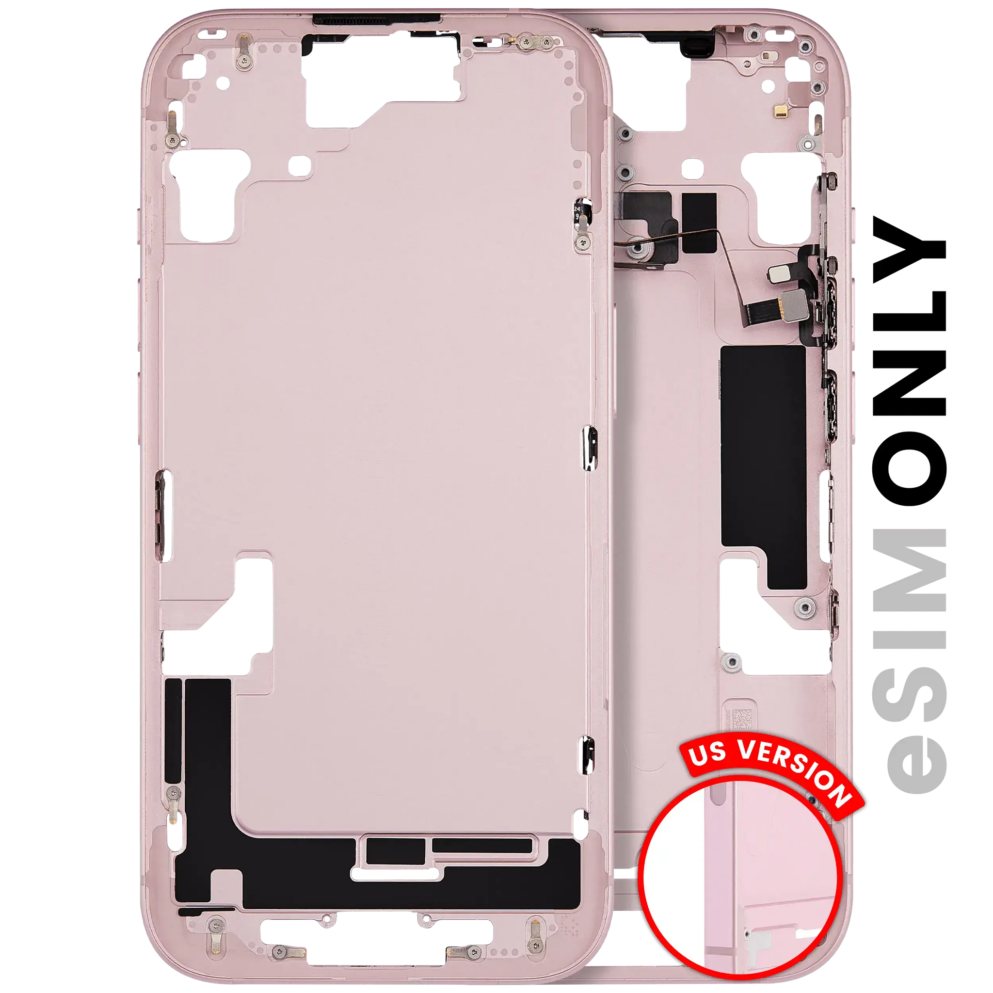 Mid-Frame Housing W/ Small Parts For iPhone 15 (US Version) (Pull) (Pink)