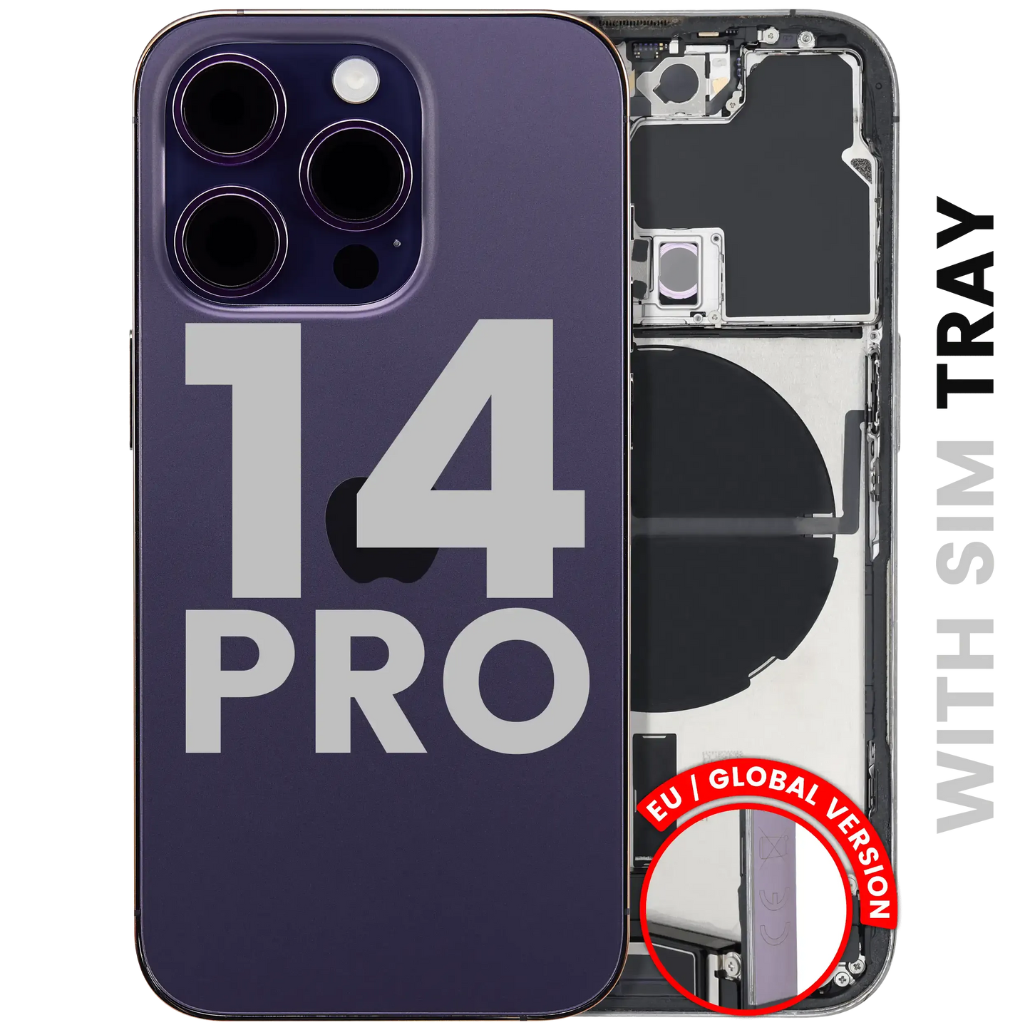 Back Housing W/ Charging Port Flex & Small Parts For iPhone 14 Pro (EU / Global Version) (Pull) (Deep Purple)
