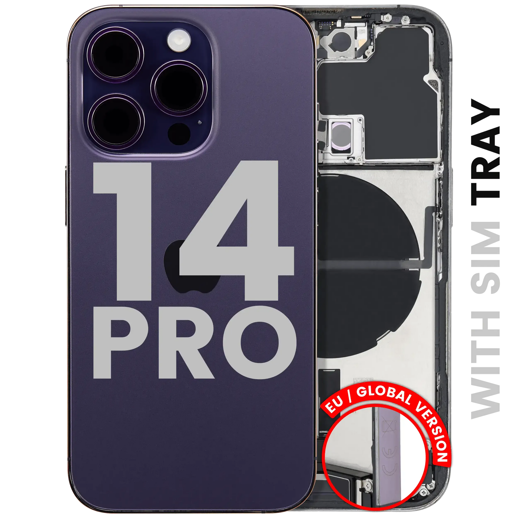 Back Housing W/ Charging Port Flex & Small Parts For iPhone 14 Pro (EU / Global Version) (Pull) (Deep Purple)