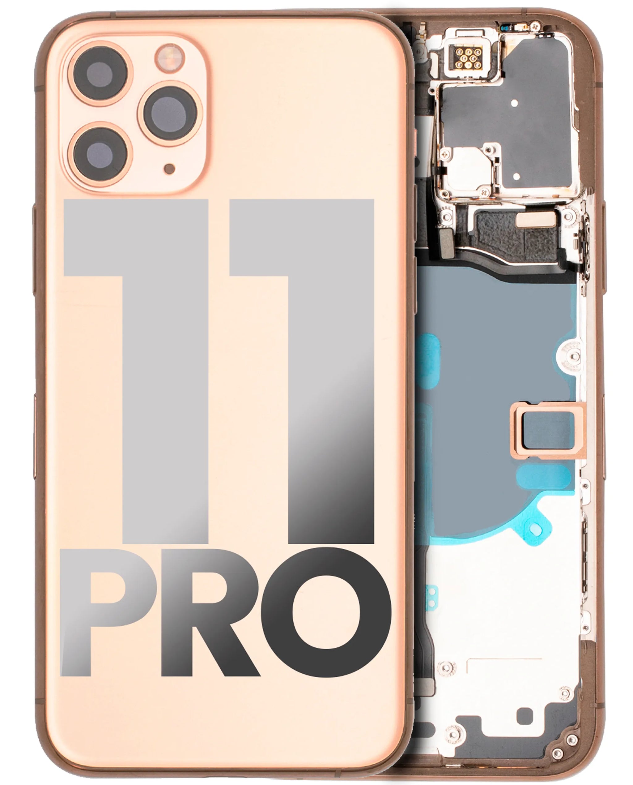 Back Housing W/ Small Components Pre-Installed For iPhone 11 Pro (Pull) (Gold)