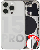 Back Housing W/ Small Parts For iPhone 15 Pro (US Version) (Pull) (White Titanium)