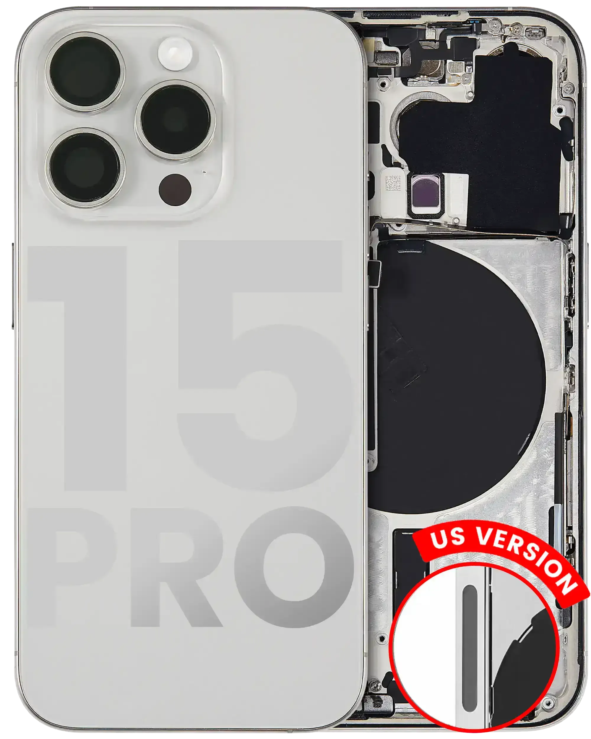 Back Housing W/ Small Parts For iPhone 15 Pro (US Version) (Pull) (White Titanium)