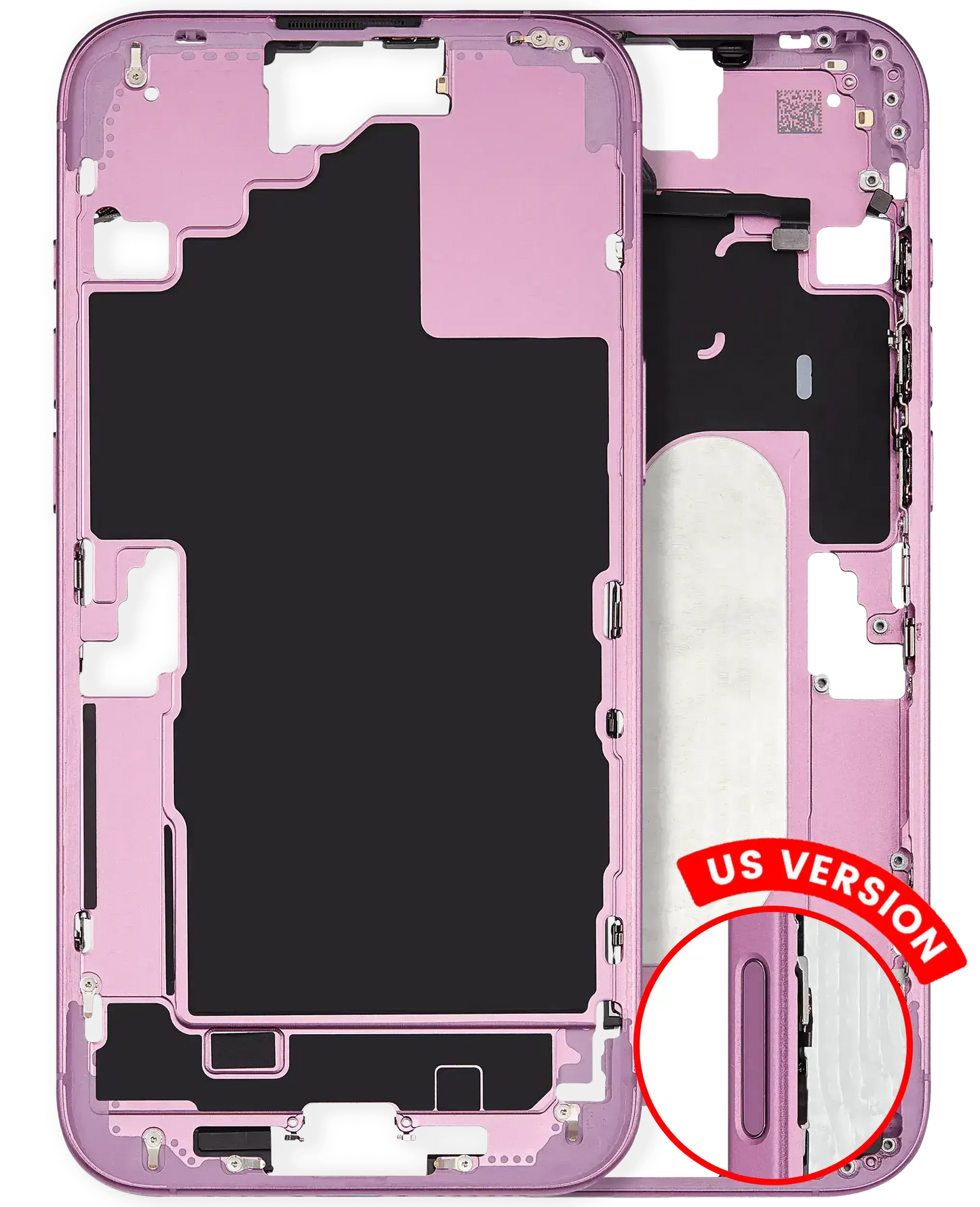 Mid-Frame Housing W/ Small Parts For iPhone 16 Plus (US Version) (Pull) (Pink)