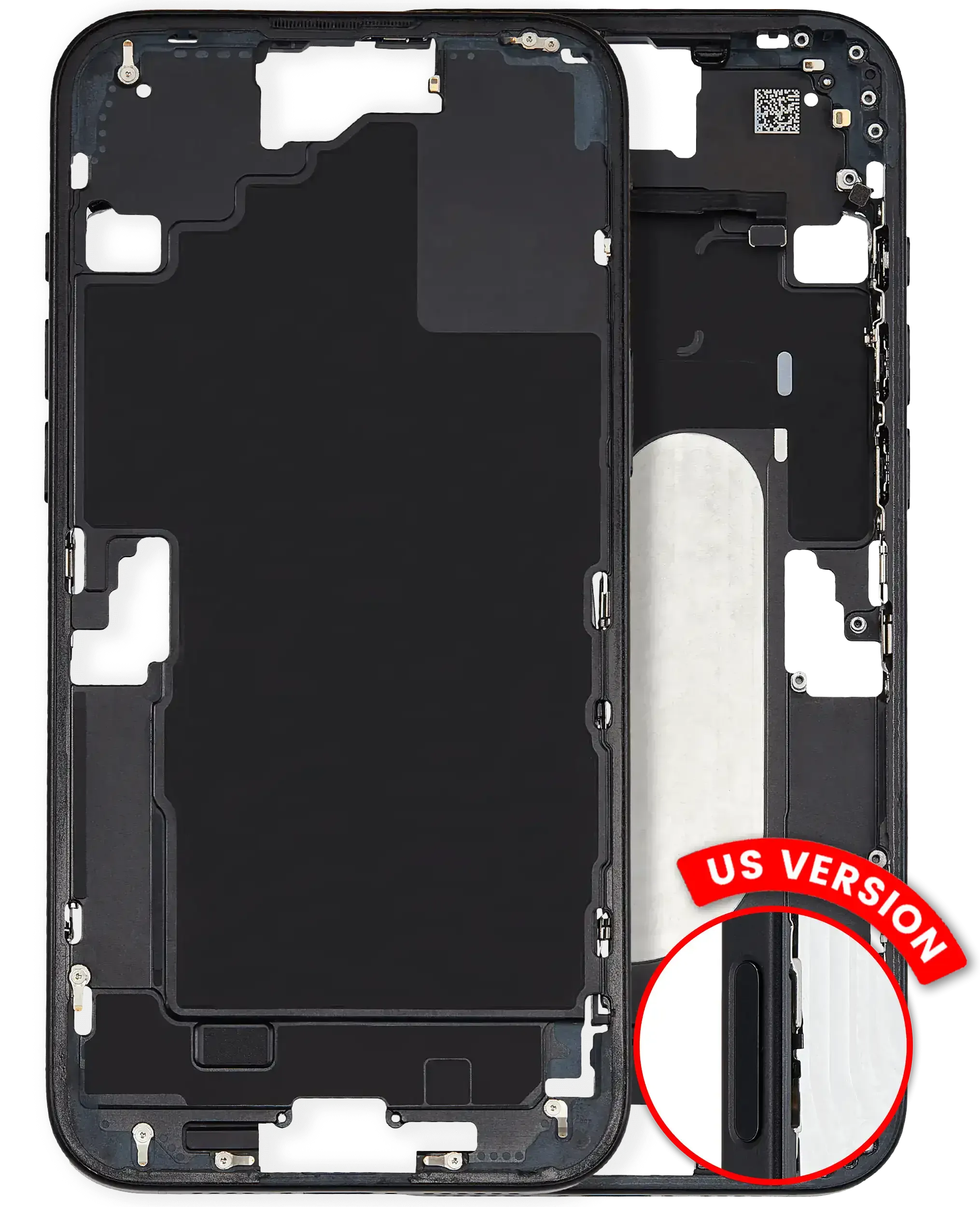 Mid-Frame Housing W/ Small Parts For iPhone 16 Plus (US Version) (Pull) (Black)