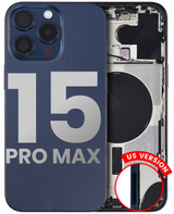 Back Housing W/ Small Parts For iPhone 15 Pro Max (US Version) (Pull) (Blue Titanium)