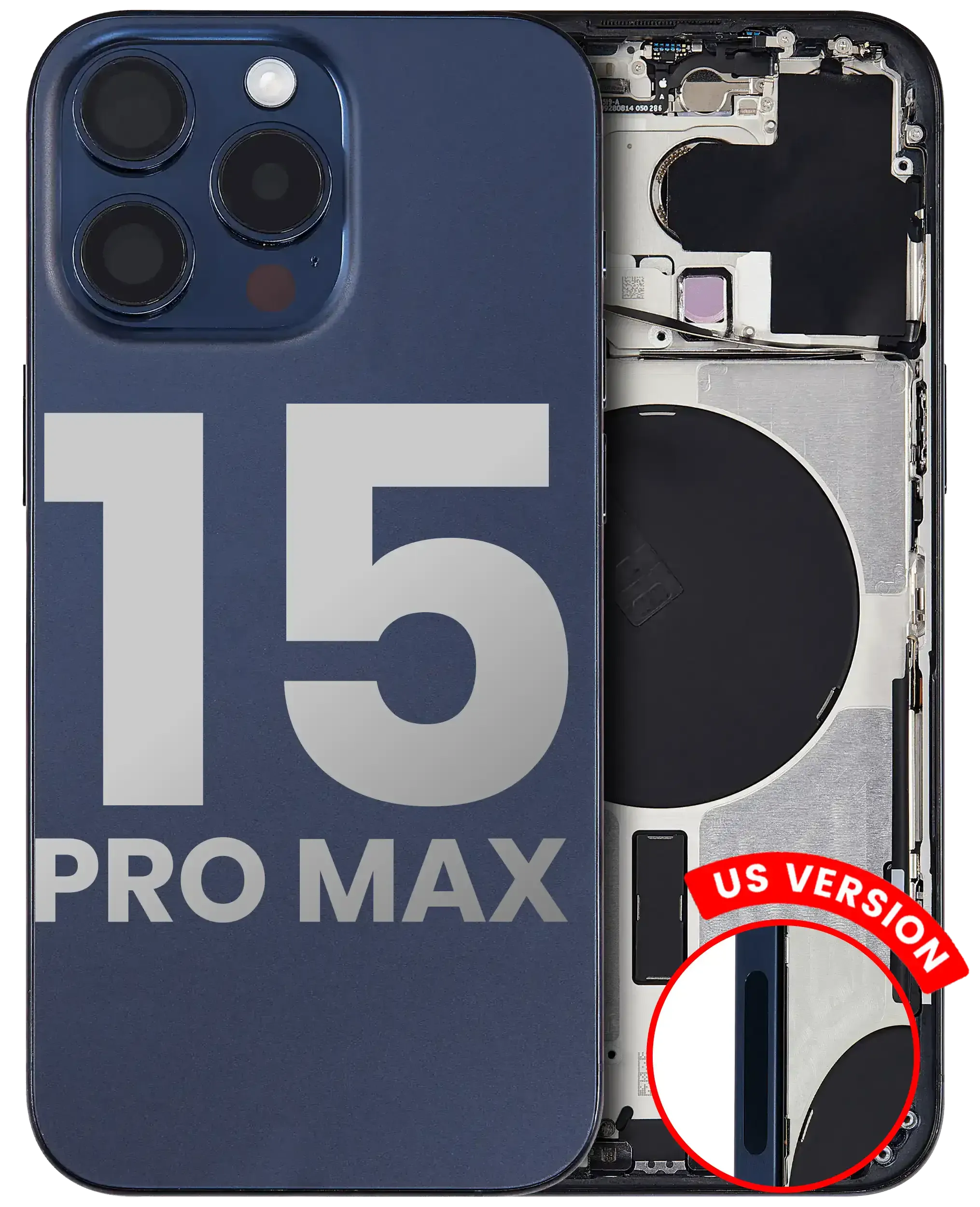 Back Housing W/ Small Parts For iPhone 15 Pro Max (US Version) (Pull) (Blue Titanium)