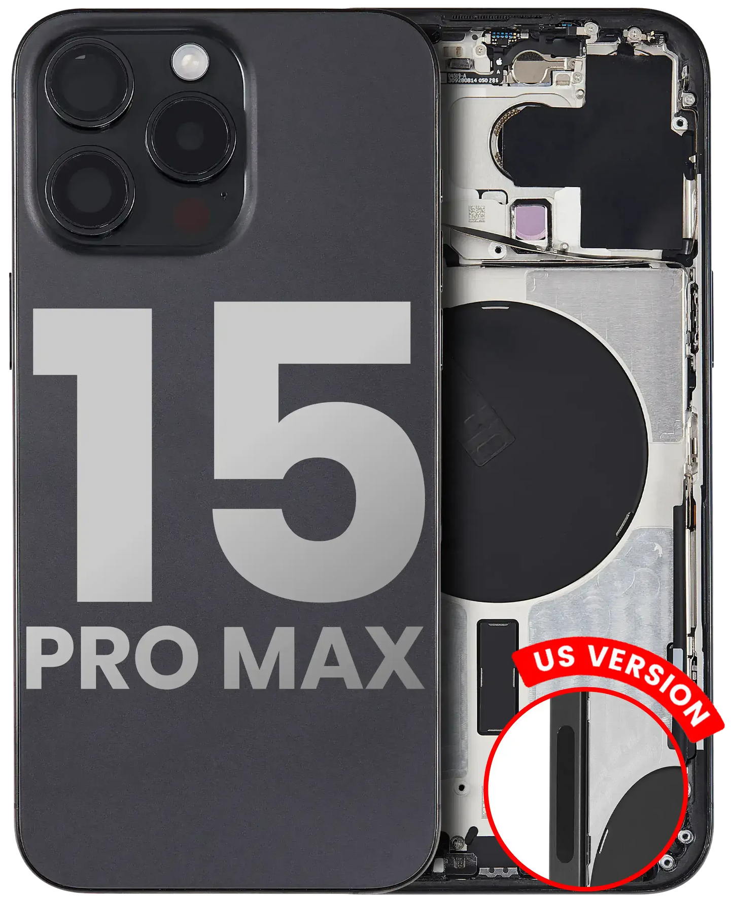 Back Housing W/ Small Parts For iPhone 15 Pro Max (US Version) (Pull) (Black Titanium)