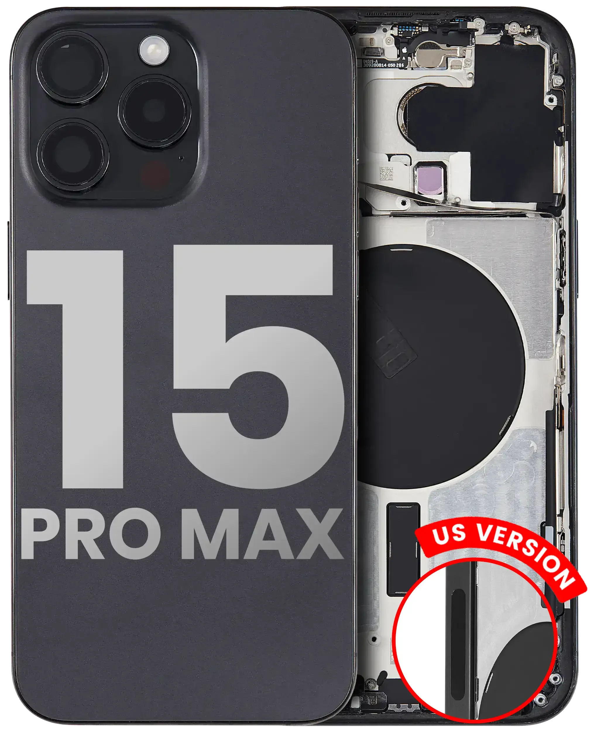 Back Housing W/ Small Parts For iPhone 15 Pro Max (US Version) (Pull) (Black Titanium)