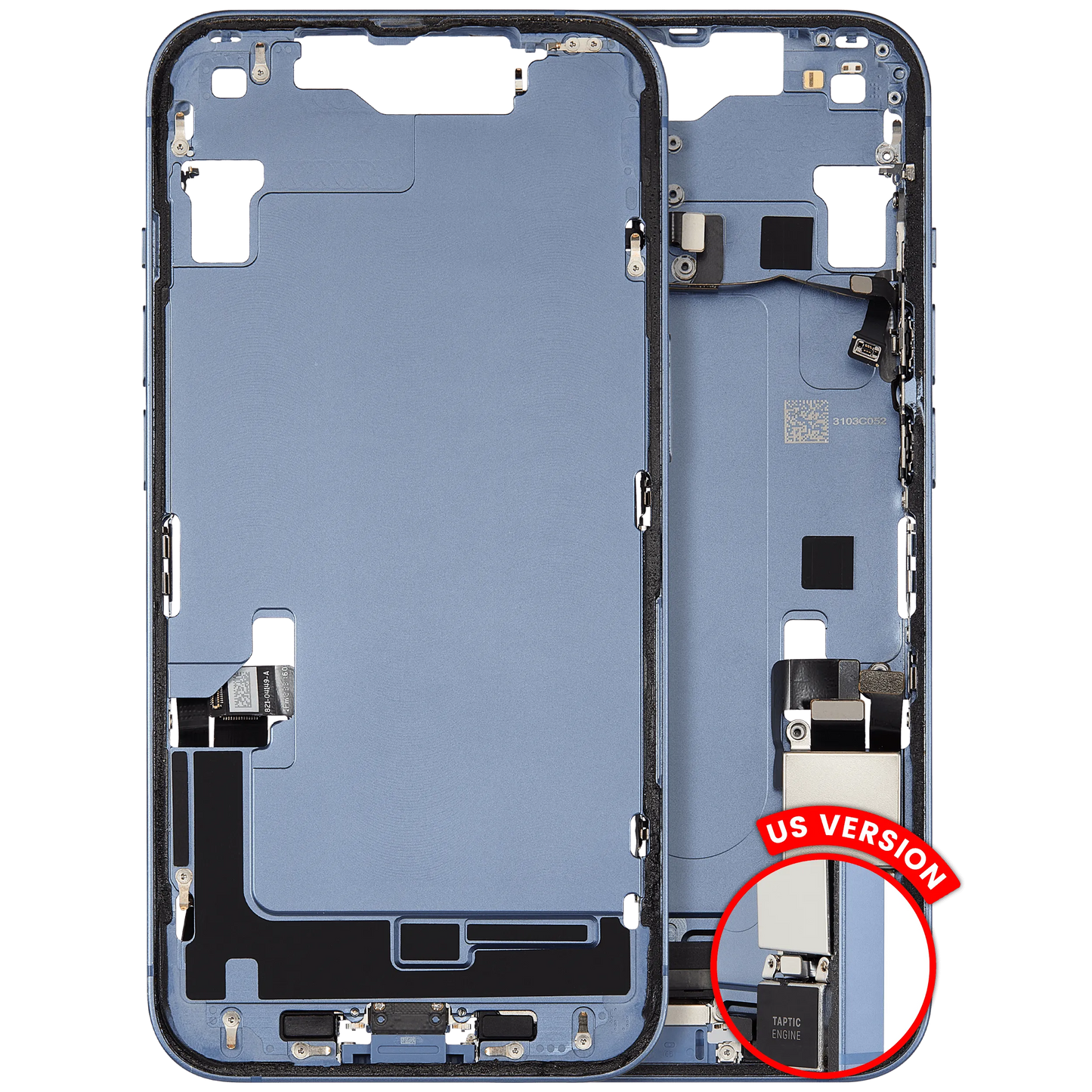 Mid-Frame Housing W/ Charging Port Flex & Small Parts For iPhone 14 (US Version) (Pull (Blue)