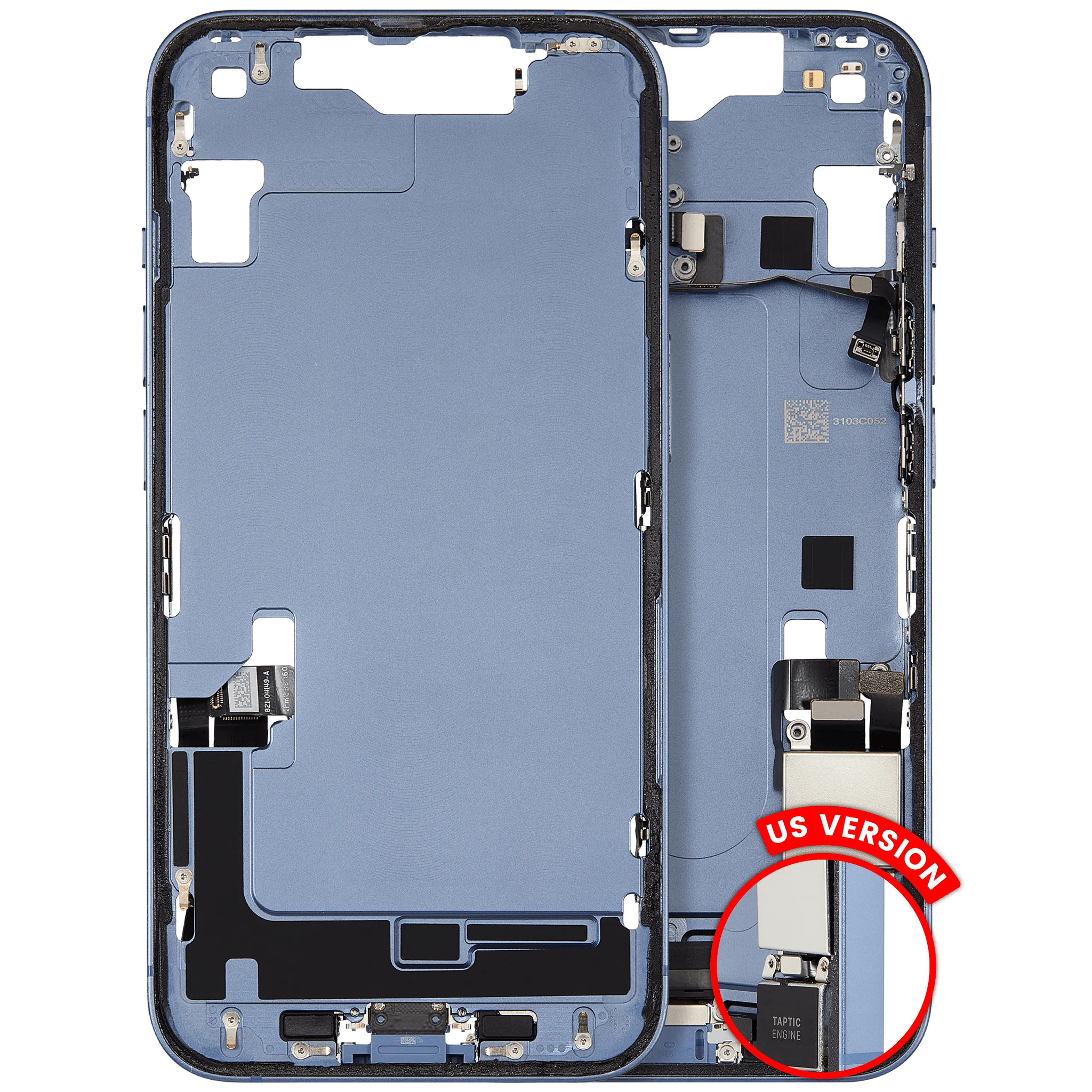 Mid-Frame Housing W/ Charging Port Flex & Small Parts For iPhone 14 (US Version) (Pull (Blue)