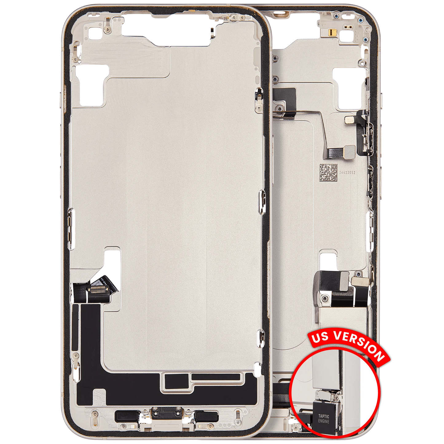 Mid-Frame Housing W/ Charging Port Flex & Small Parts For iPhone 14 (US Version) (Used OEM Pull: Grade A) (Starlight)