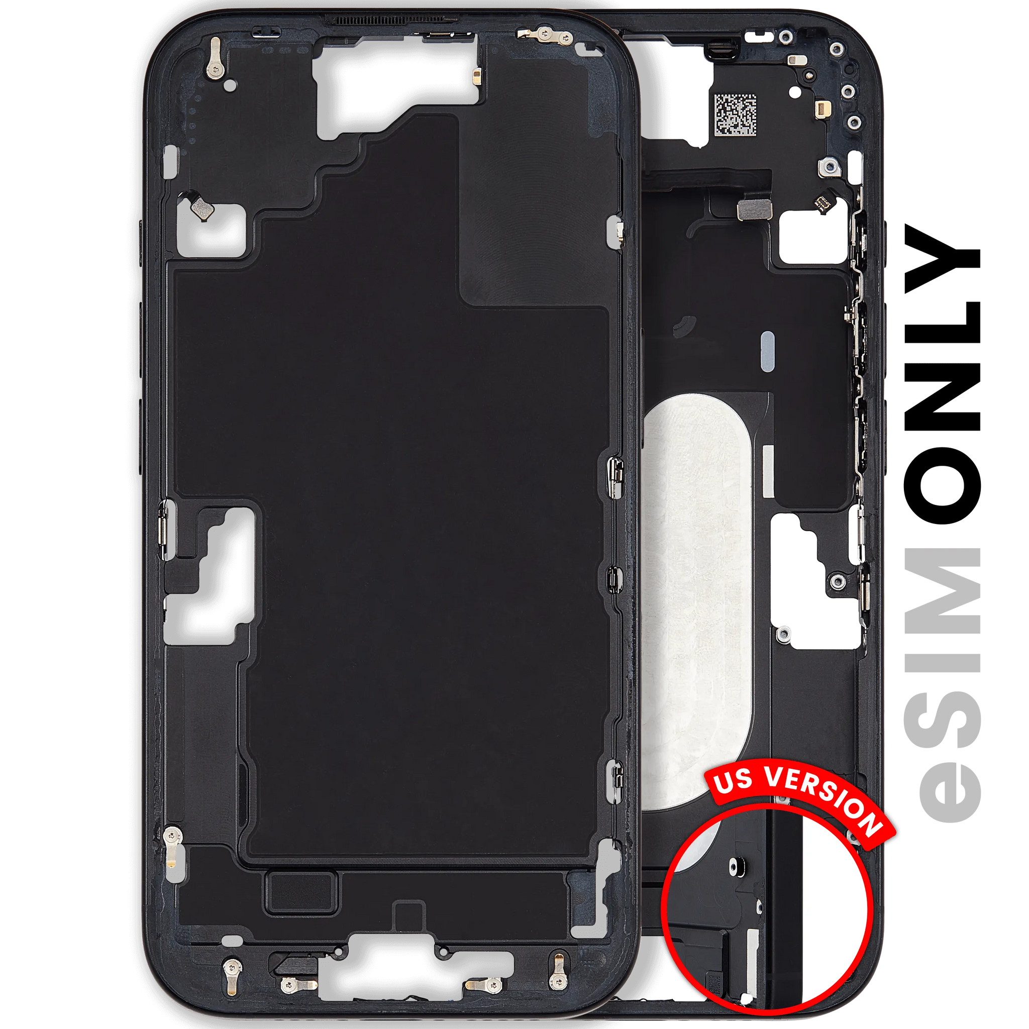 Mid-Frame Housing W/ Small Parts For iPhone 16 (US Version) (Pull) (Black)