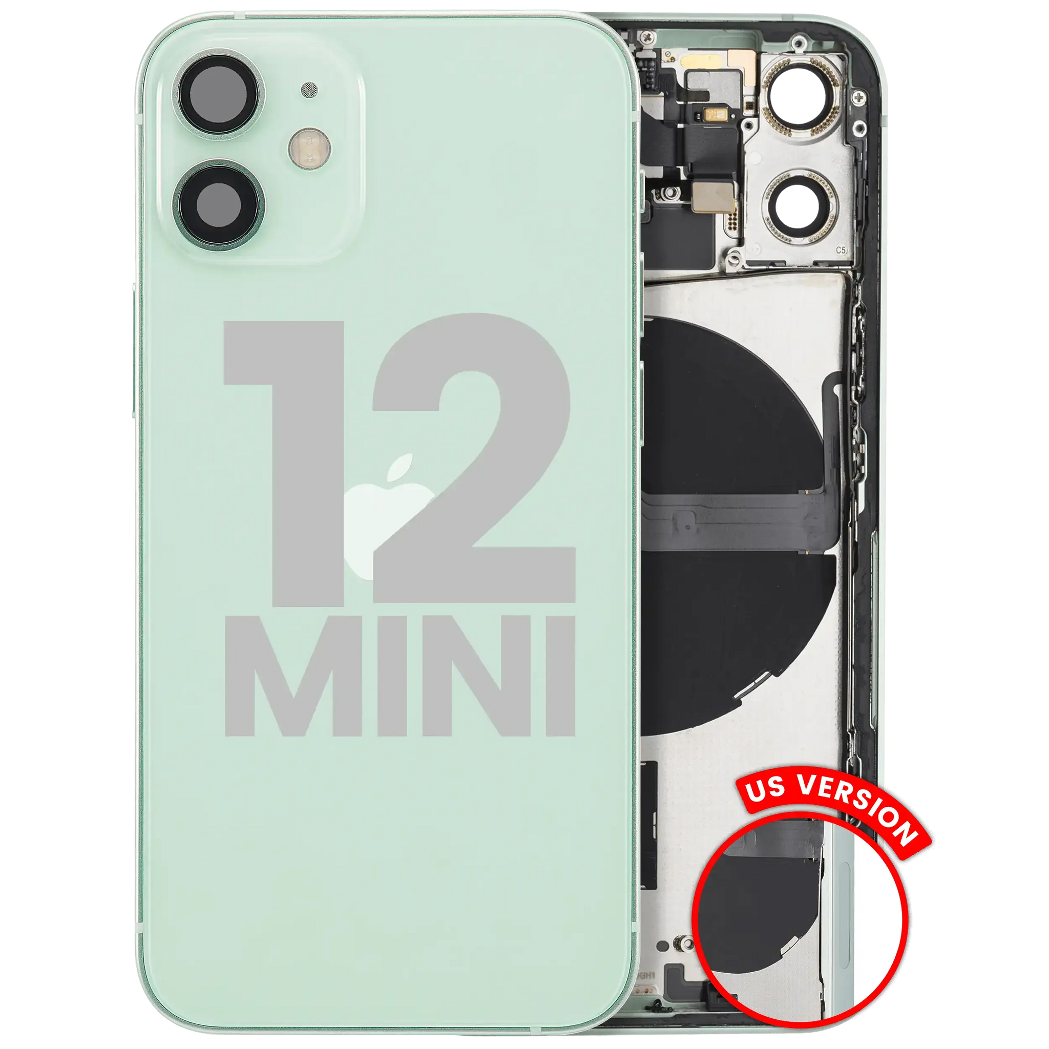 Back Housing W/ Small Parts For iPhone 12 Mini (US Version) (Pull) (Green)