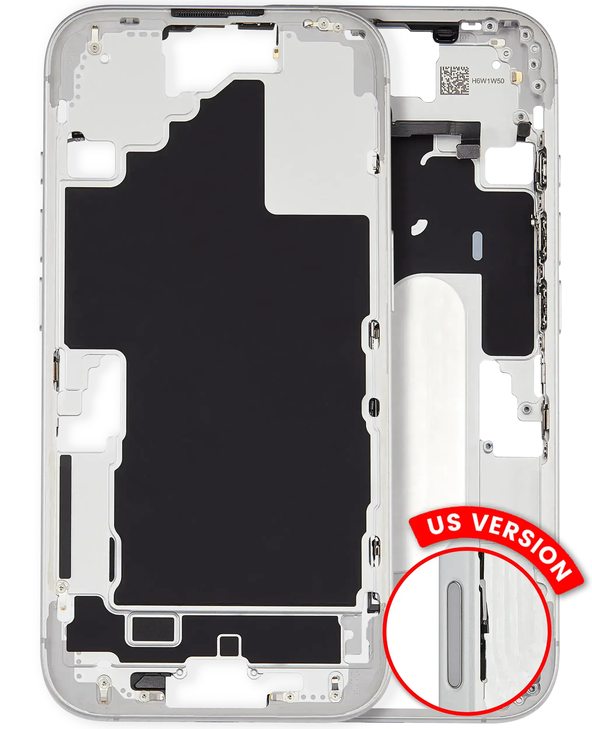 Mid-Frame Housing W/ Small Parts For iPhone 16 (US Version) (Pull) (White)