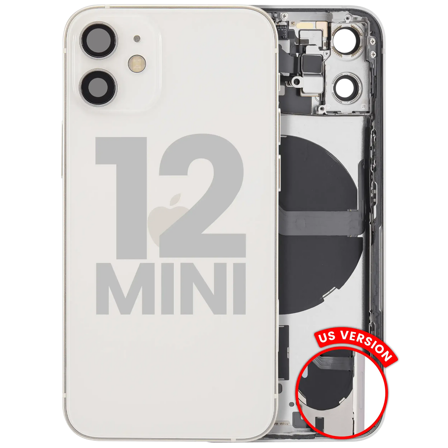 Back Housing W/ Small Parts For iPhone 12 Mini (US Version) (Pull) (White)