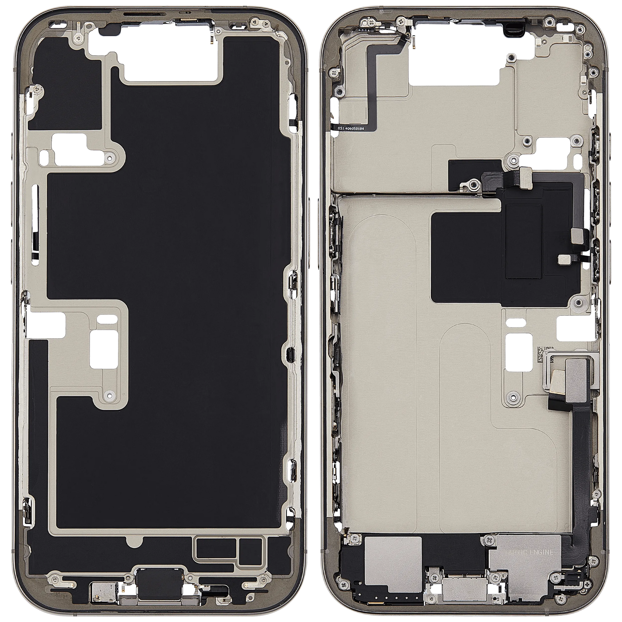 Mid-Frame Housing W/ Charging Port Flex & Small Parts For iPhone 16 Pro (EU / Global Version) (Pull) (Natural Titanium)