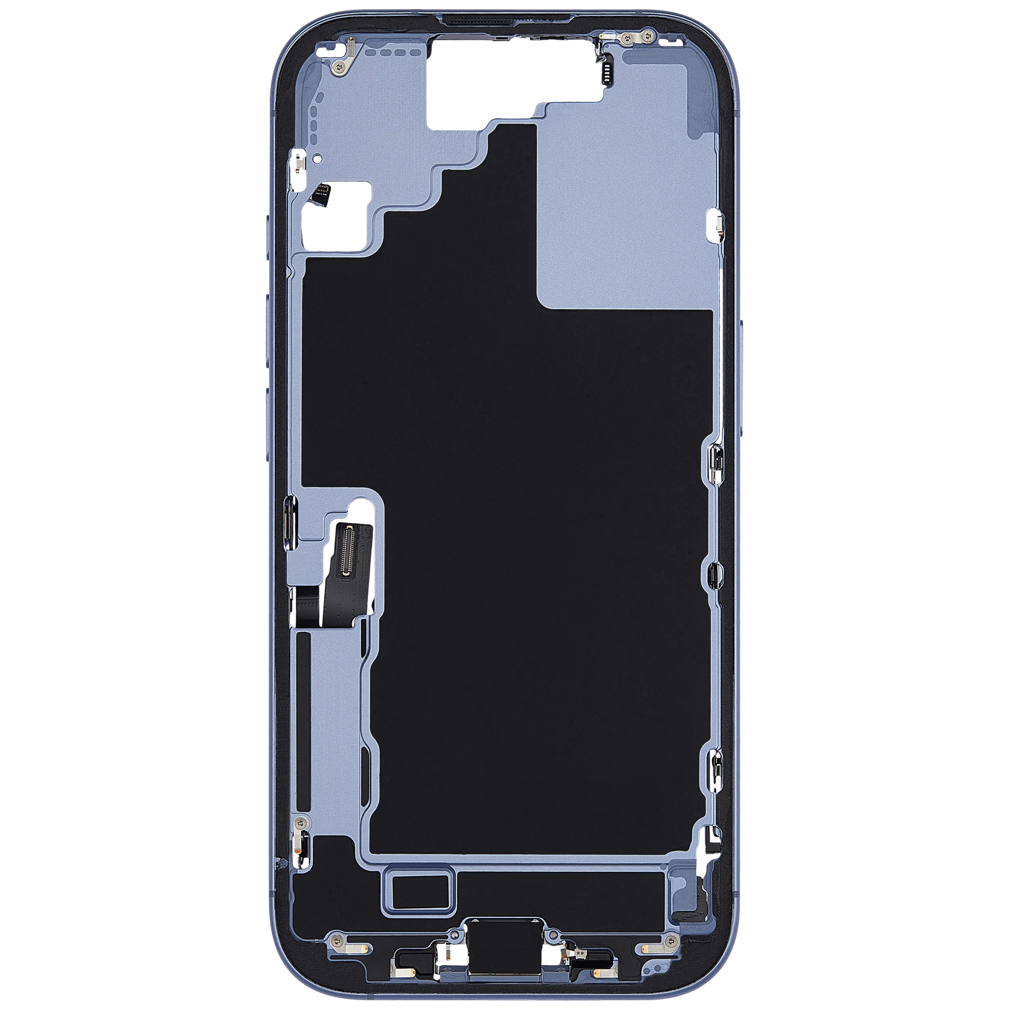 Mid-Frame Housing W/ Charging Port Flex & Small Parts For iPhone 17 (US Version) (Pull) (Mist Blue)