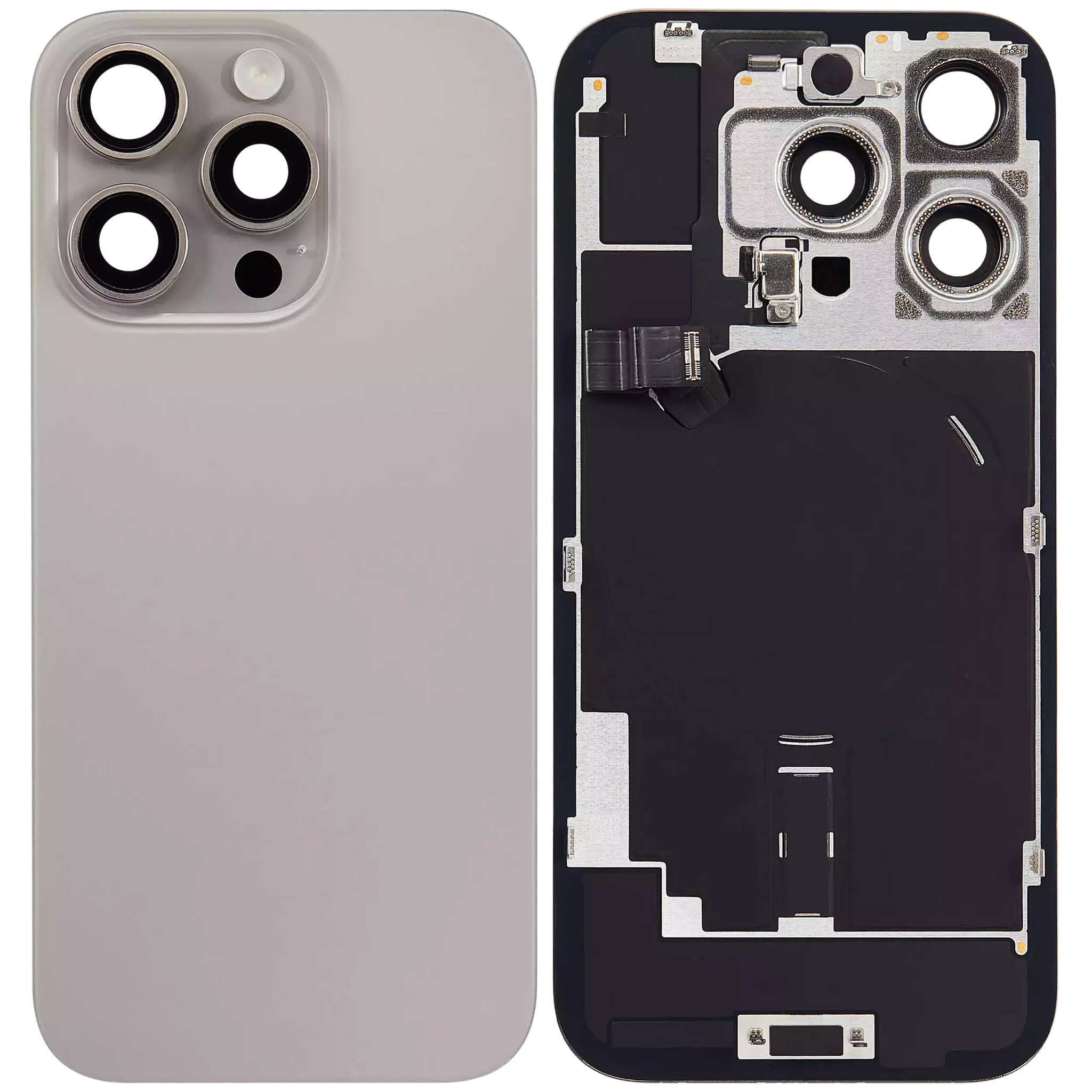Back Glass w/ MagSafe Magnet & NFC & Flashlight Flex For iPhone 16 Pro (Pull) (Natural Titanium)