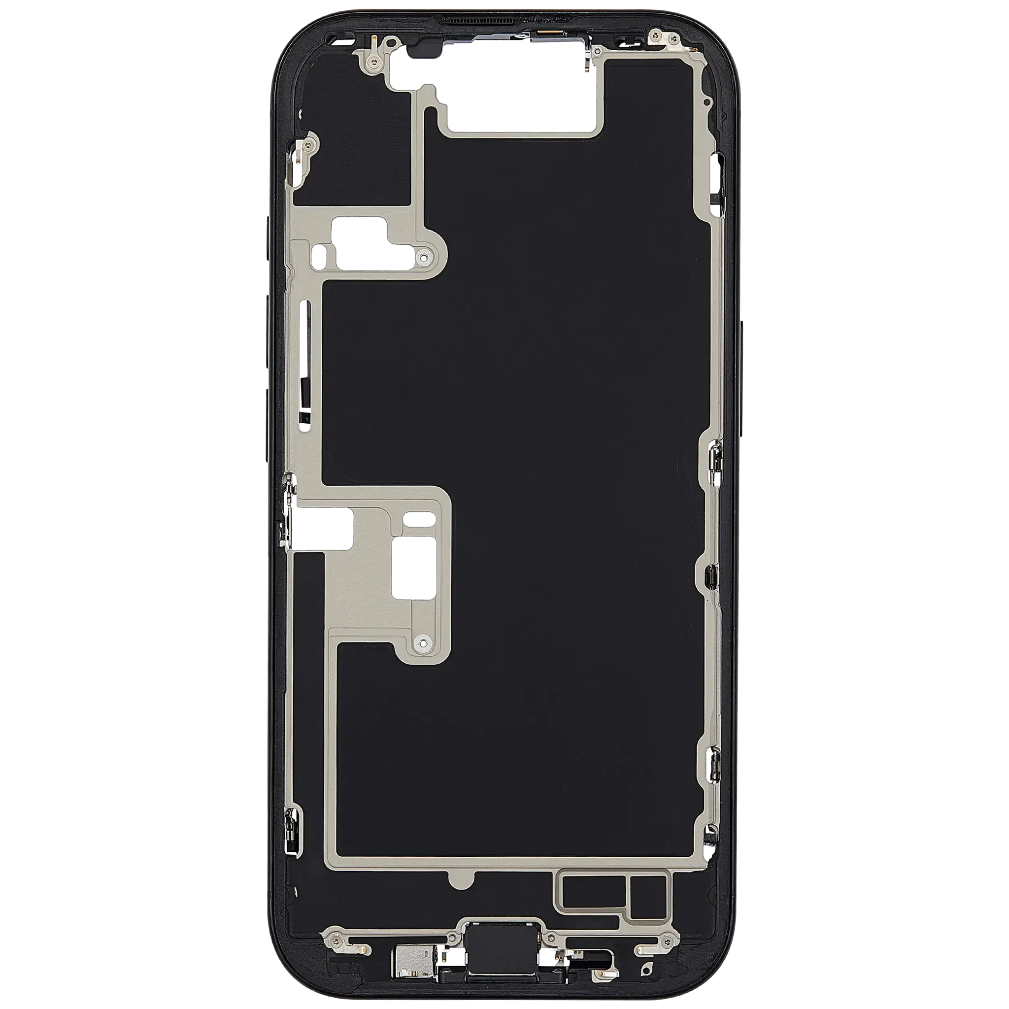 Mid-Frame Housing W/ Charging Port Flex & Small Parts For iPhone 16 Pro (EU / Global Version) (Pull) (Black Titanium)