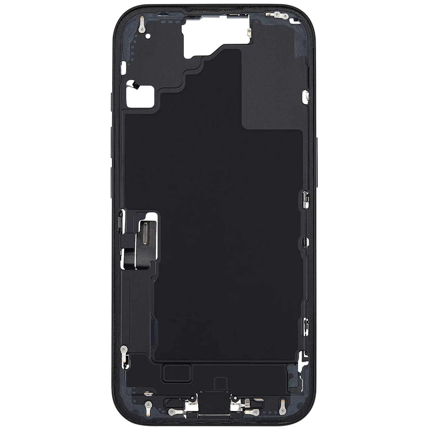 Mid-Frame Housing W/ Charging Port Flex & Small Parts For iPhone 16 (US Version) (Pull) (Black)