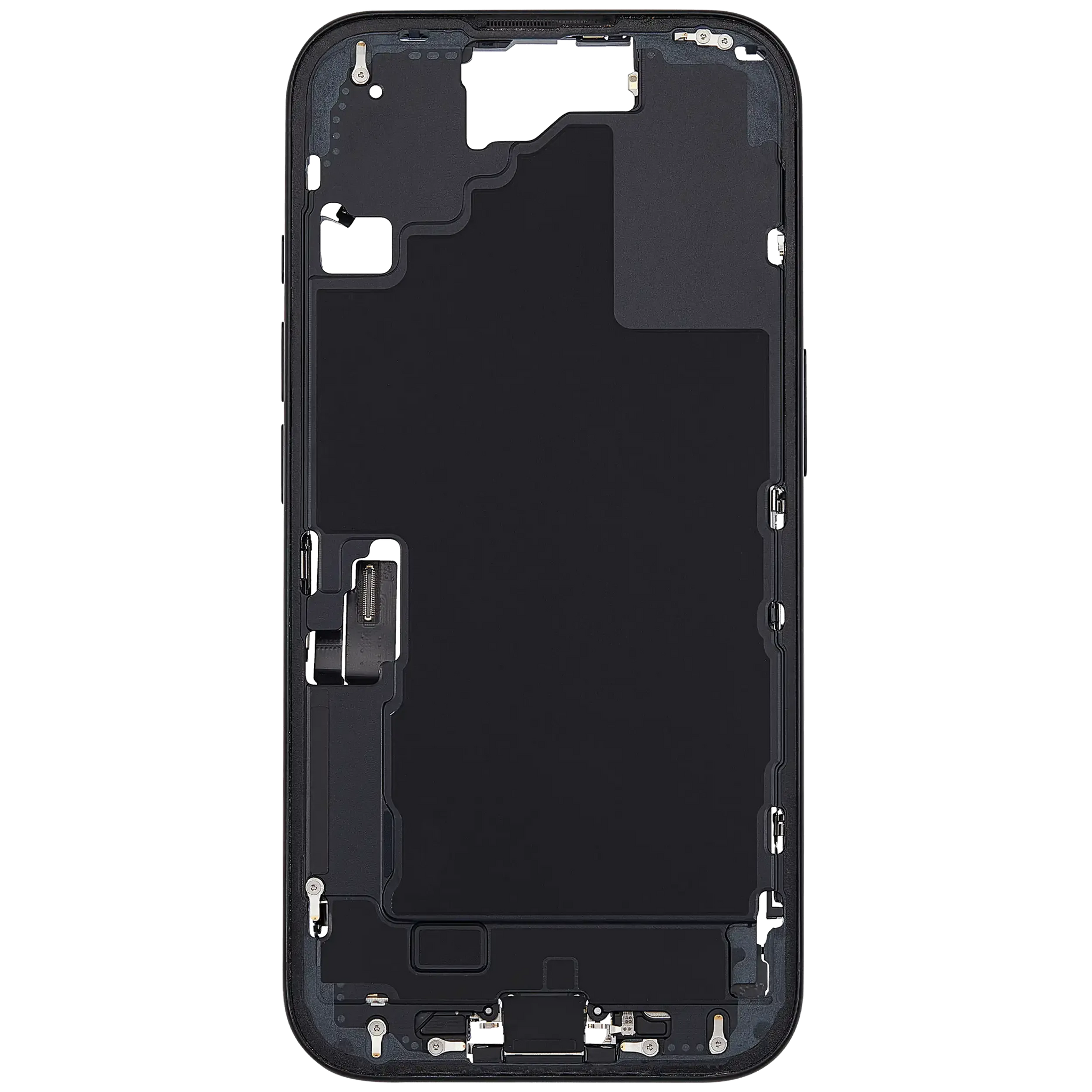Mid-Frame Housing W/ Charging Port Flex & Small Parts For iPhone 16 (US Version) (Pull) (Black)