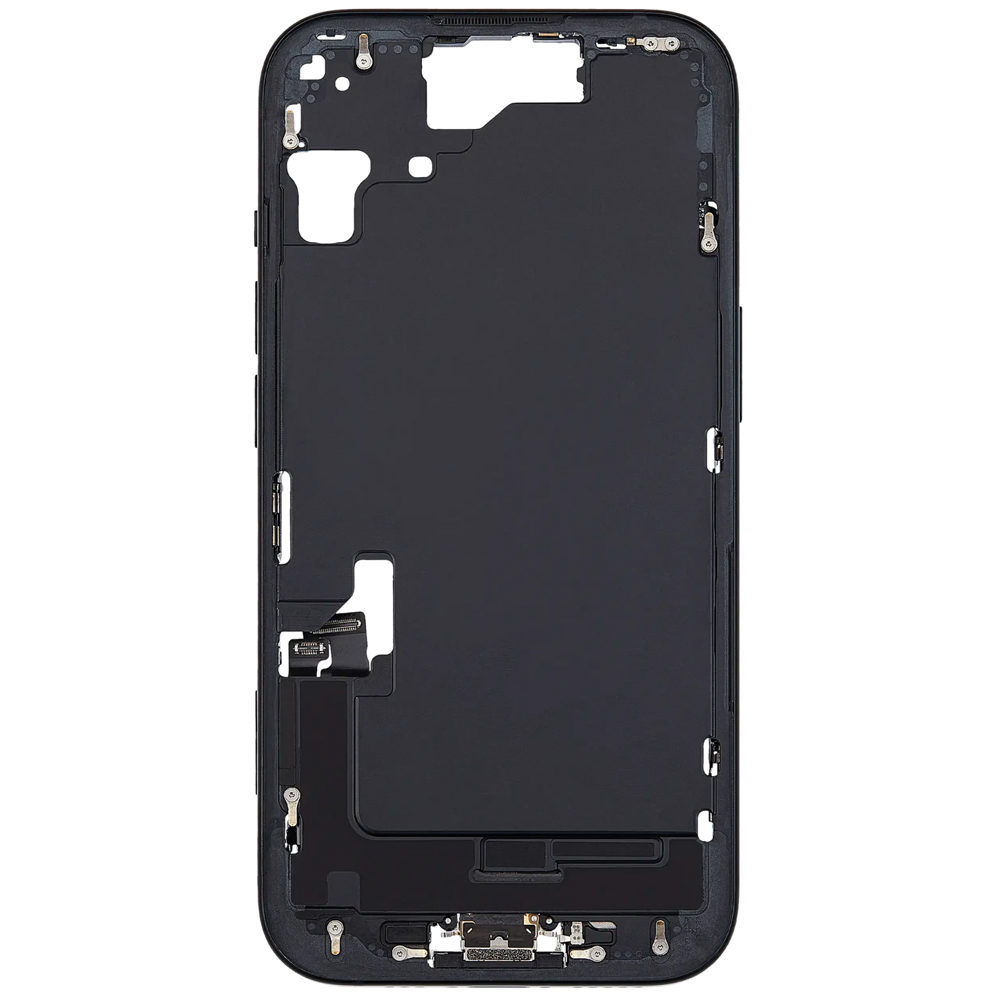 Mid-Frame Housing W/ Charging Port Flex & Small Parts For iPhone 15 (EU / Global Version) (Pull) (Black)