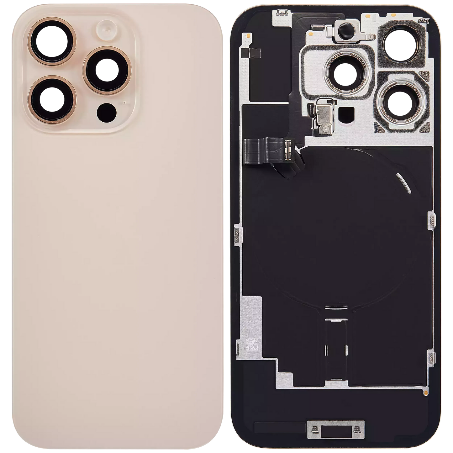 Back Glass w/ MagSafe Magnet & NFC & Flashlight Flex For iPhone 16 Pro (Pull) (Desert Titanium)