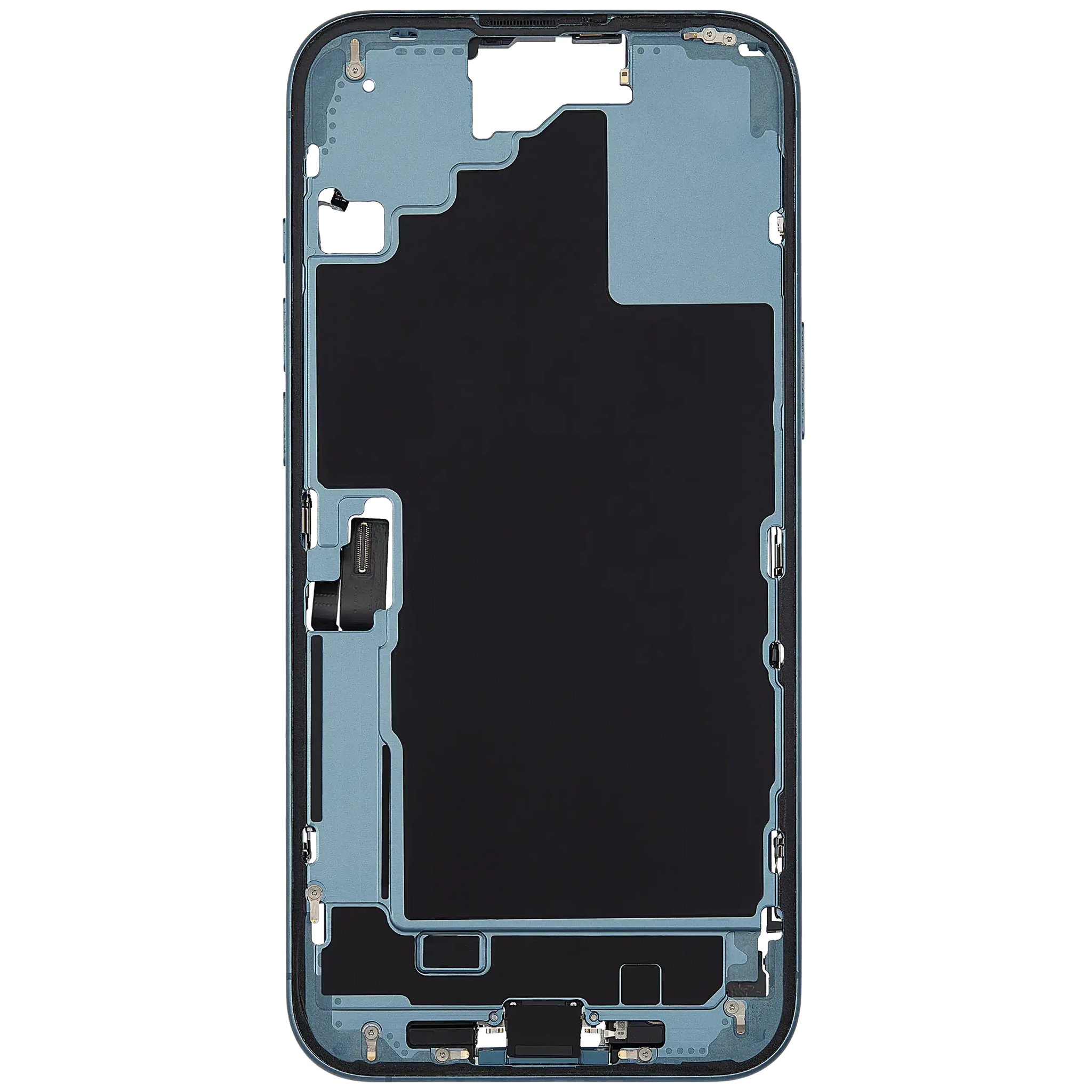 Mid-Frame Housing W/ Charging Port Flex & Small Parts For iPhone 16 Plus (US Version) (Pull) (Teal)