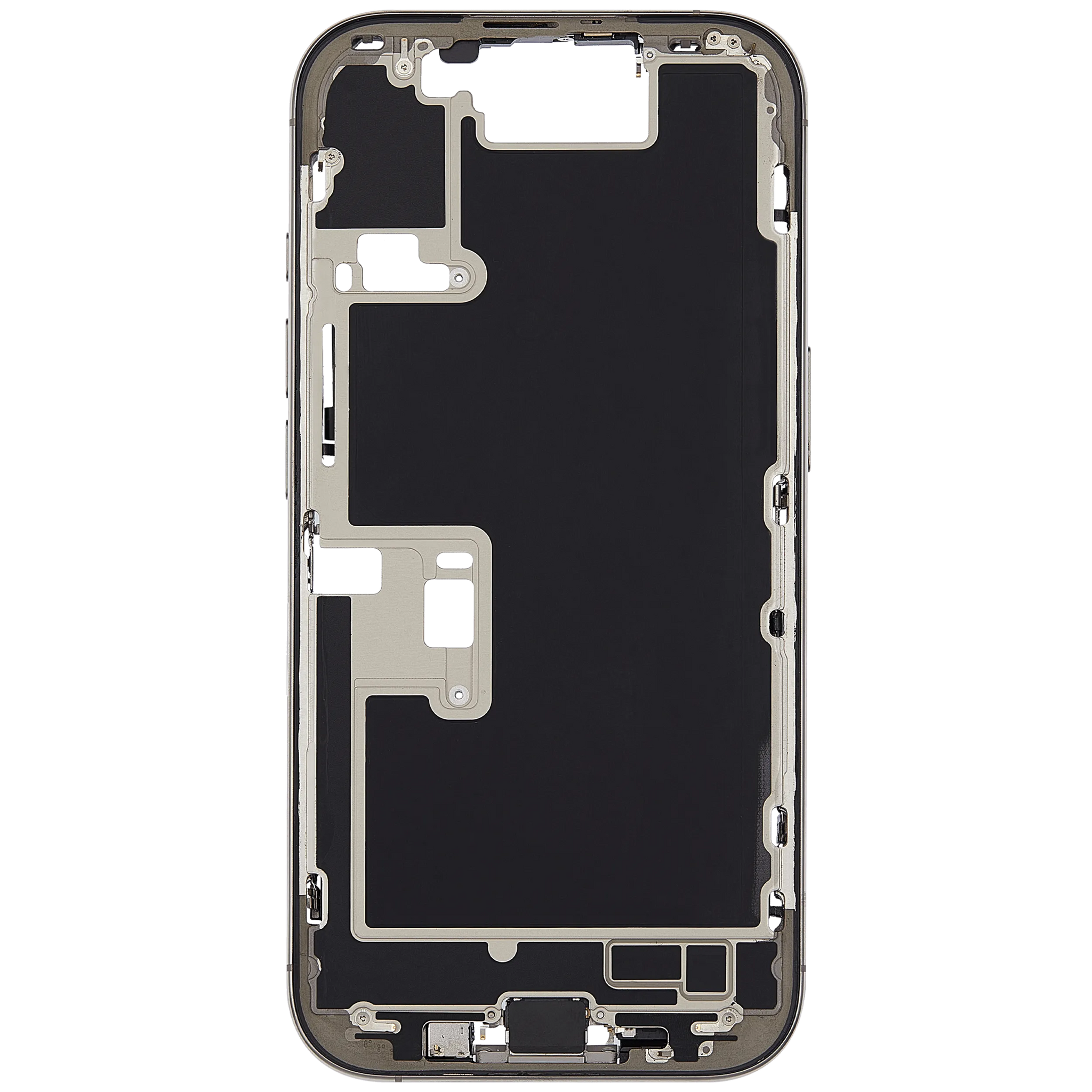 Mid-Frame Housing W/ Charging Port Flex & Small Parts For iPhone 16 Pro (EU / Global Version) (Pull) (Natural Titanium)