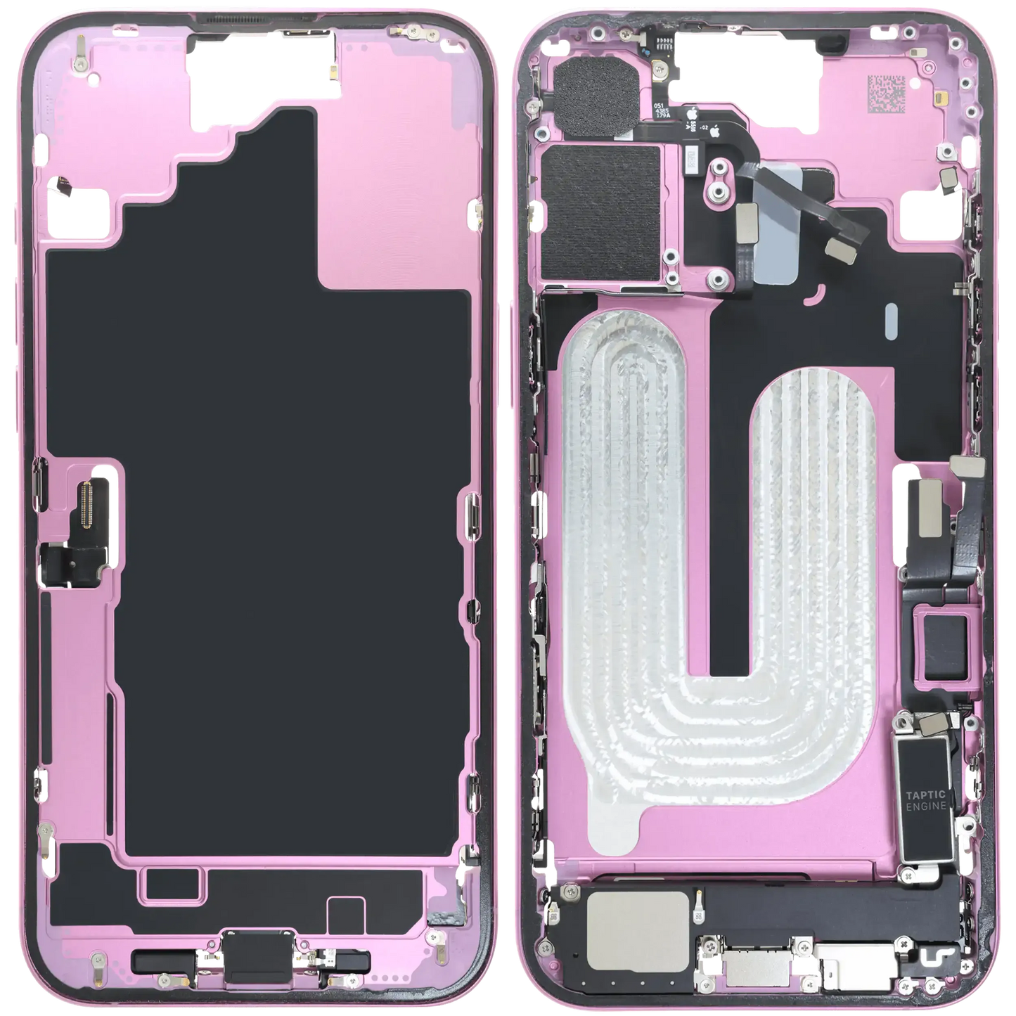 Mid-Frame Housing W/ Charging Port Flex & Small Parts For iPhone 16 Plus (EU / Global Version) (Pull) (Pink)