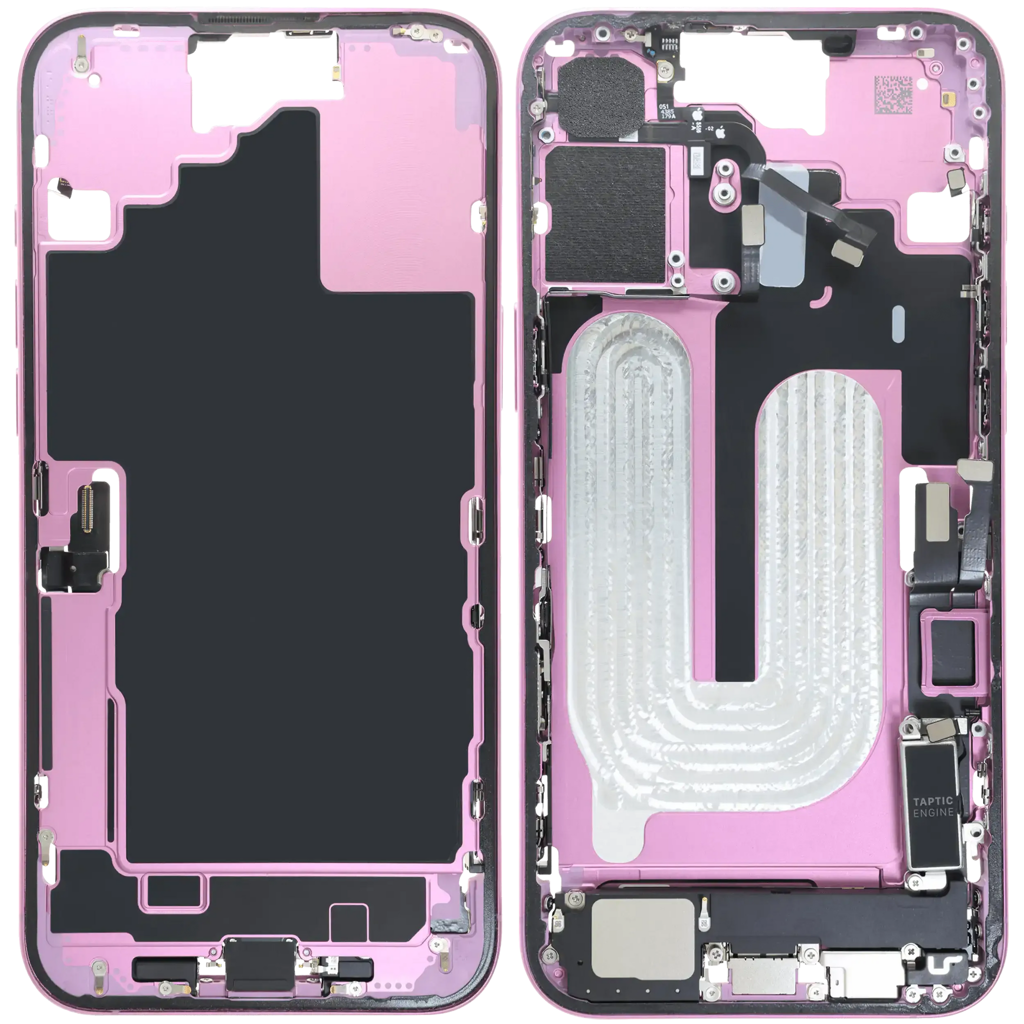 Mid-Frame Housing W/ Charging Port Flex & Small Parts For iPhone 16 Plus (EU / Global Version) (Pull) (Pink)
