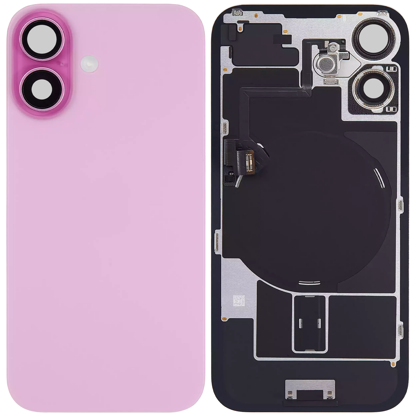 Back Glass w/ MagSafe Magnet & NFC & Flashlight Flex For iPhone 16 Plus (Pull) (Pink)