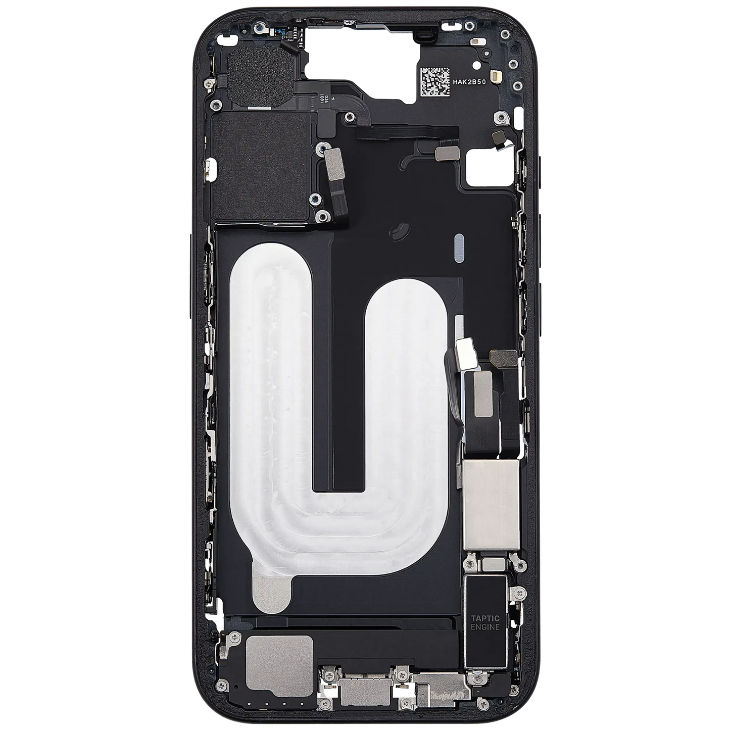 Mid-Frame Housing W/ Charging Port Flex & Small Parts For iPhone 16 (US Version) (Pull) (Black)