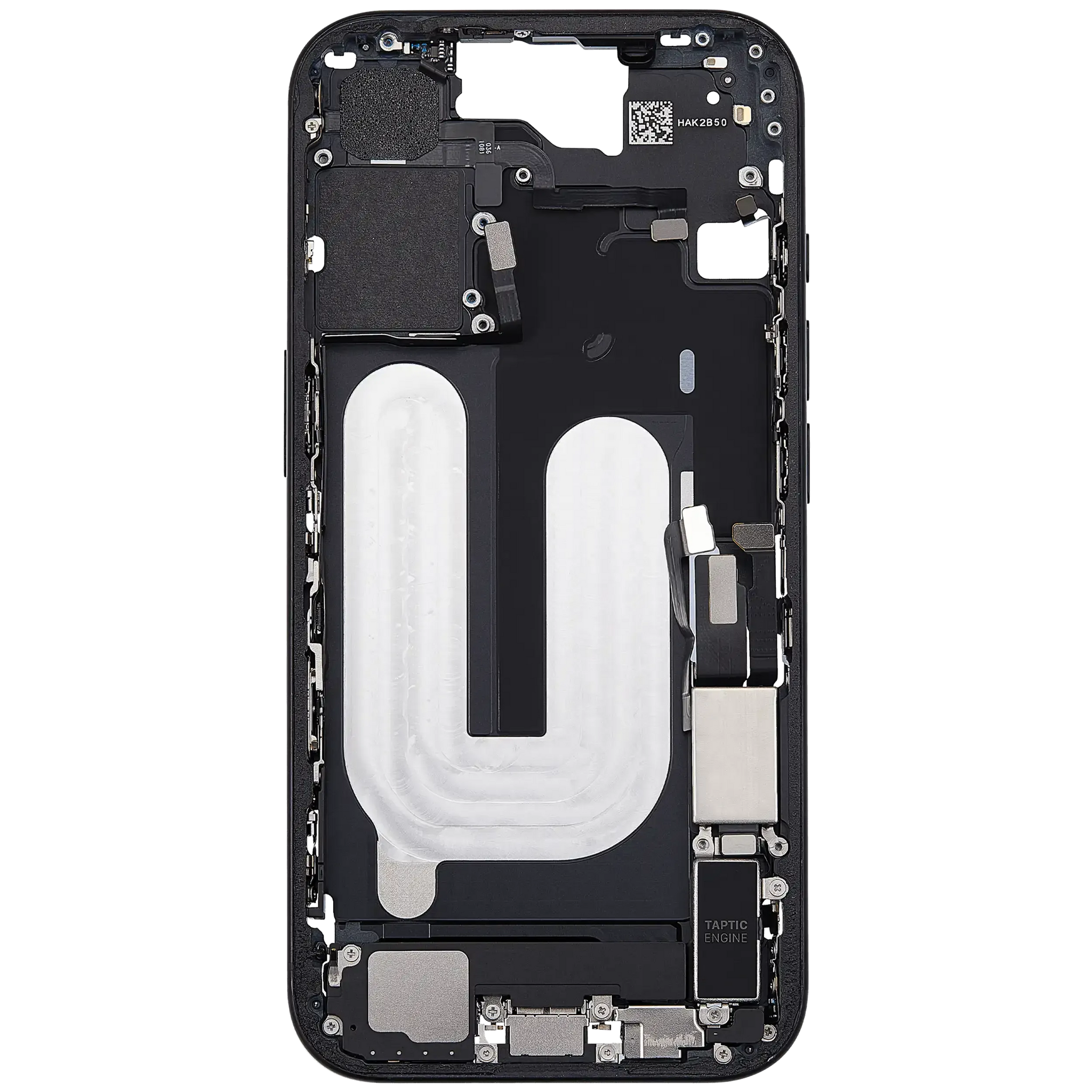 Mid-Frame Housing W/ Charging Port Flex & Small Parts For iPhone 16 (US Version) (Pull) (Black)