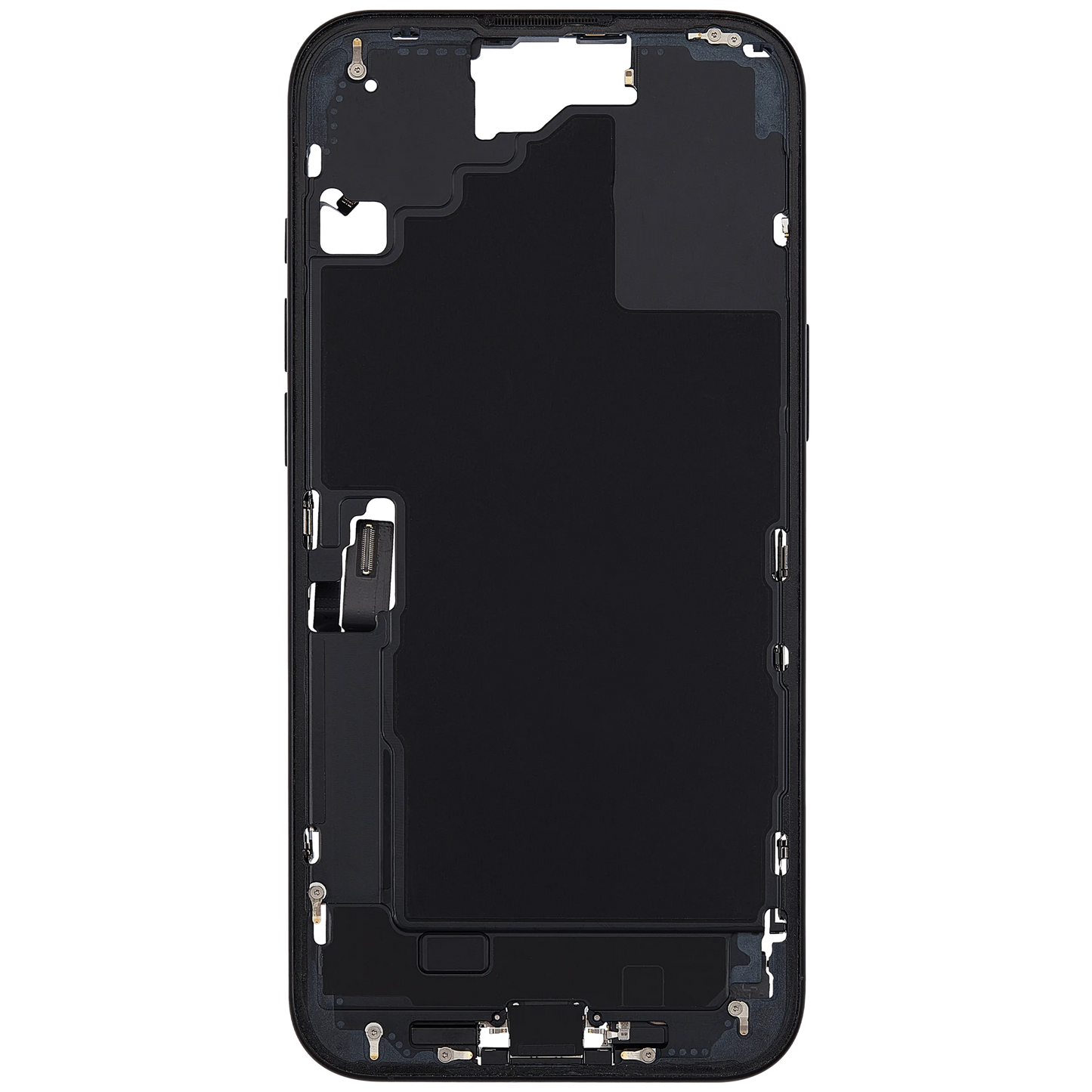 Mid-Frame Housing W/ Charging Port Flex & Small Parts For iPhone 16 Plus (US Version) (Pull) (Black)