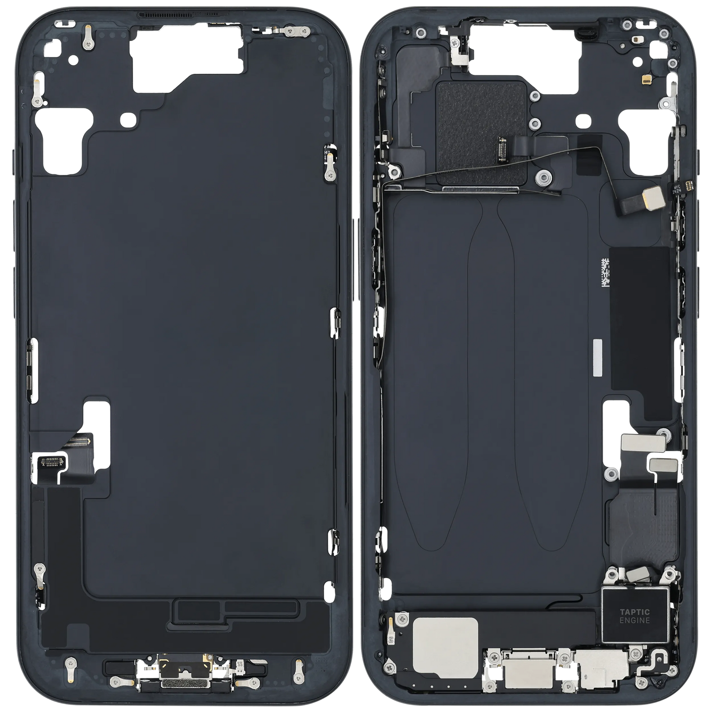 Mid-Frame Housing W/ Charging Port Flex & Small Parts For iPhone 15 (US Version) (Pull) (Black)
