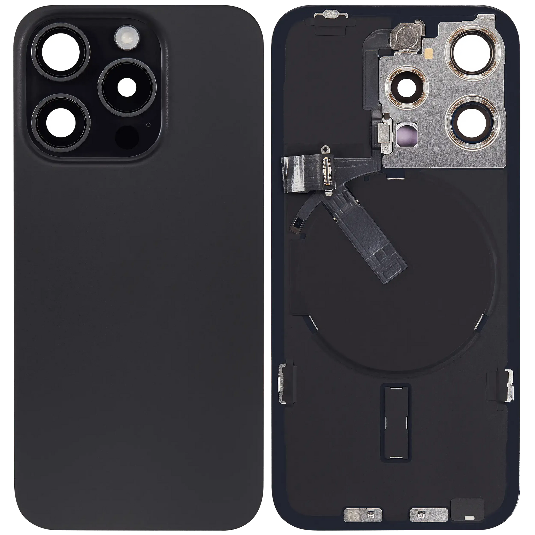 Back Glass w/ MagSafe Magnet & NFC & Flashlight Flex For iPhone 15 Pro (Pull) (Black Titanium)