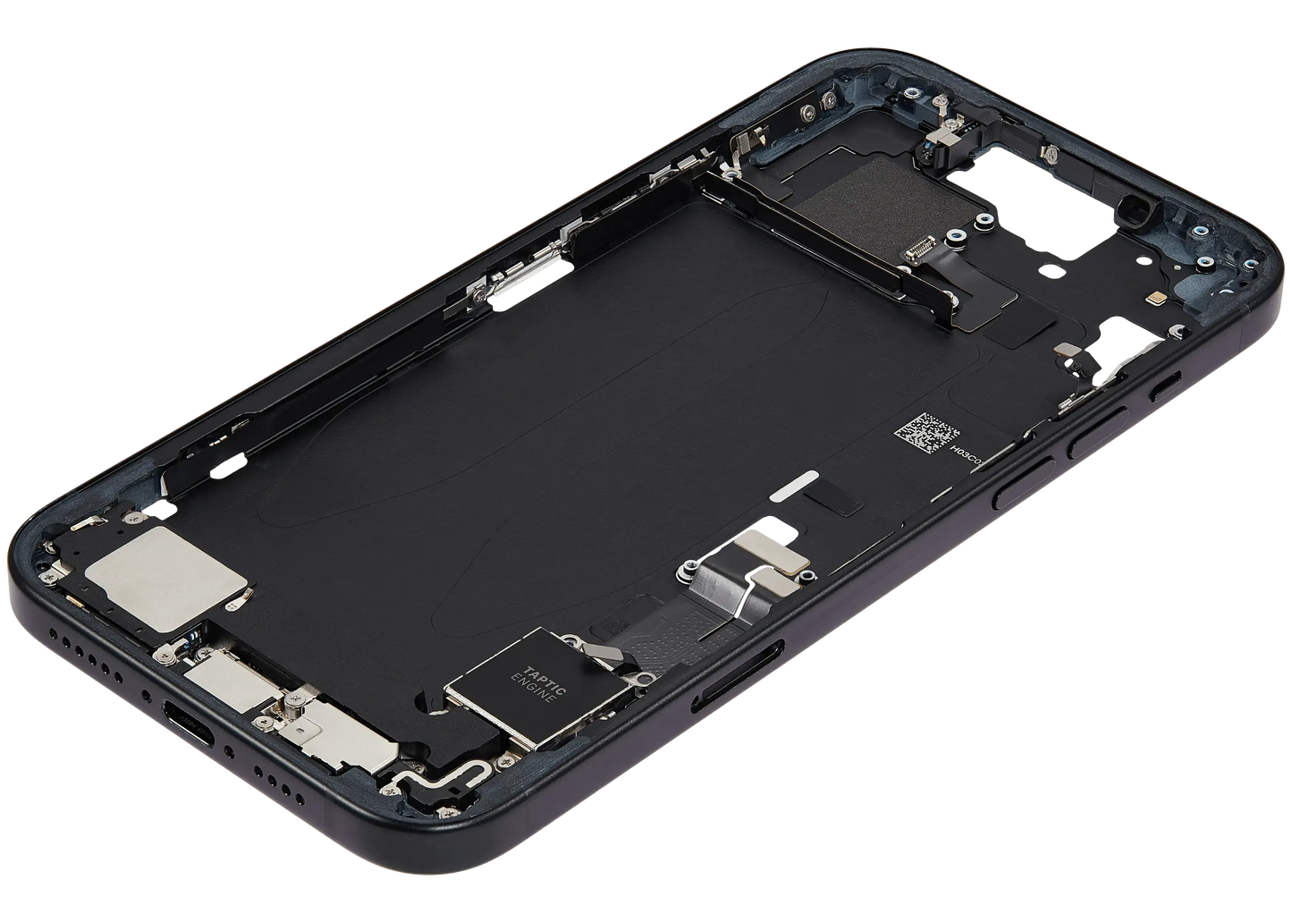 Mid-Frame Housing W/ Charging Port Flex & Small Parts For iPhone 15 Plus (EU / Global Version) (Pull) (Black)