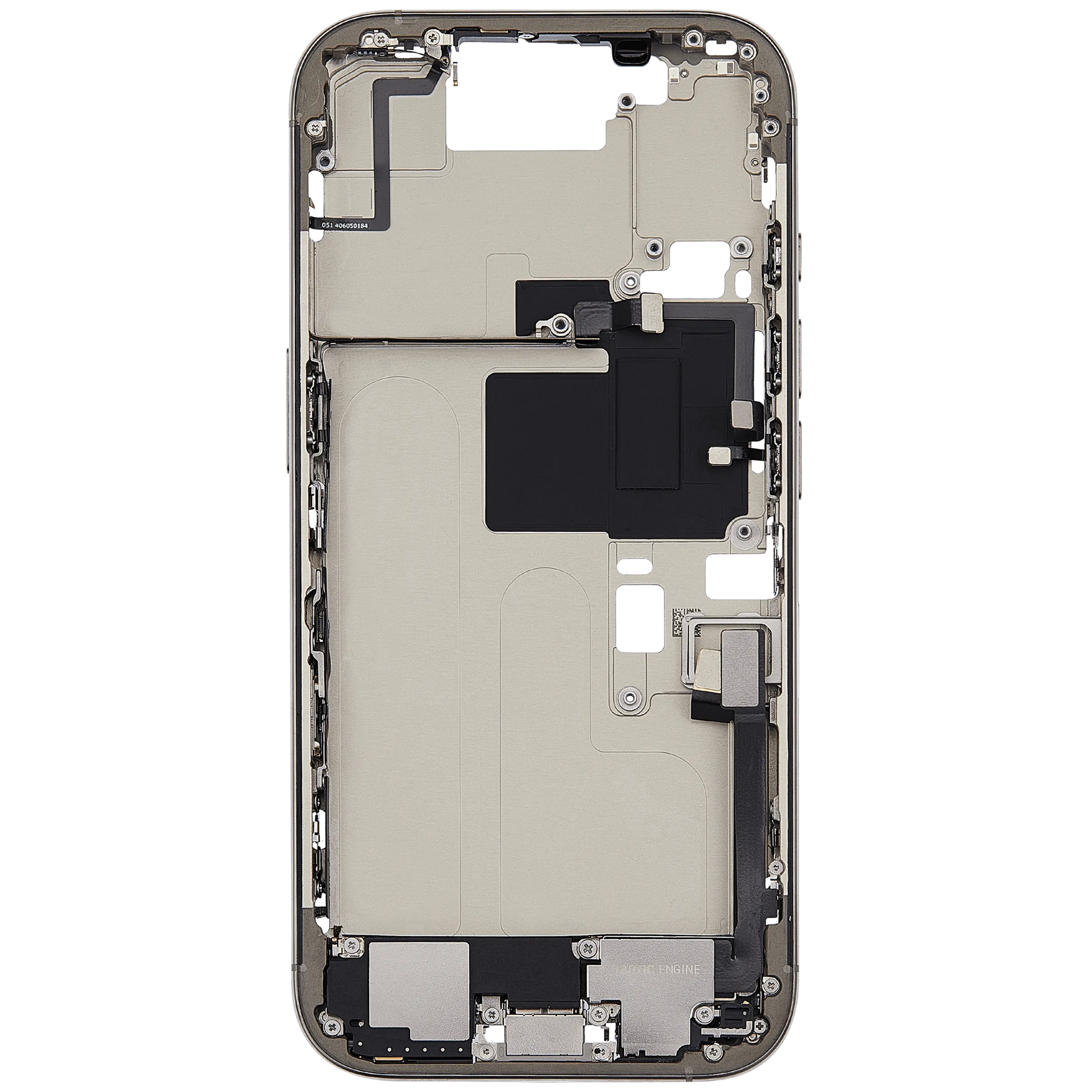 Mid-Frame Housing W/ Charging Port Flex & Small Parts For iPhone 16 Pro (EU / Global Version) (Pull) (Natural Titanium)